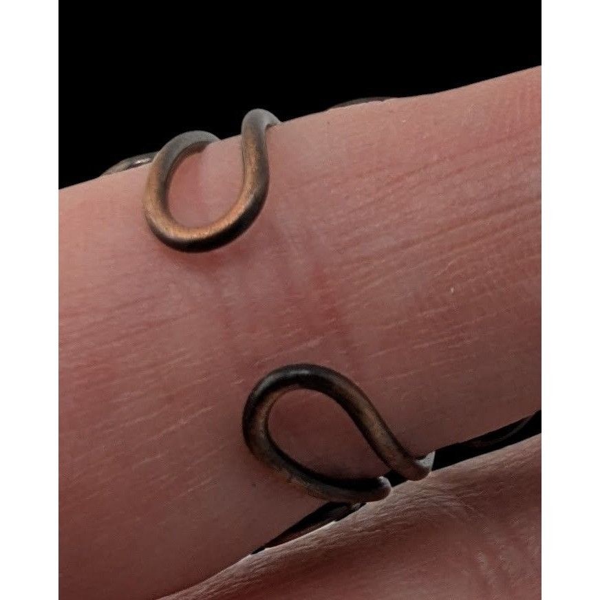 Handmade Handmade Copper Wire Wrapped Ring With Blue Glass Beads Adju Size ONE SIZE - 4 Thumbnail