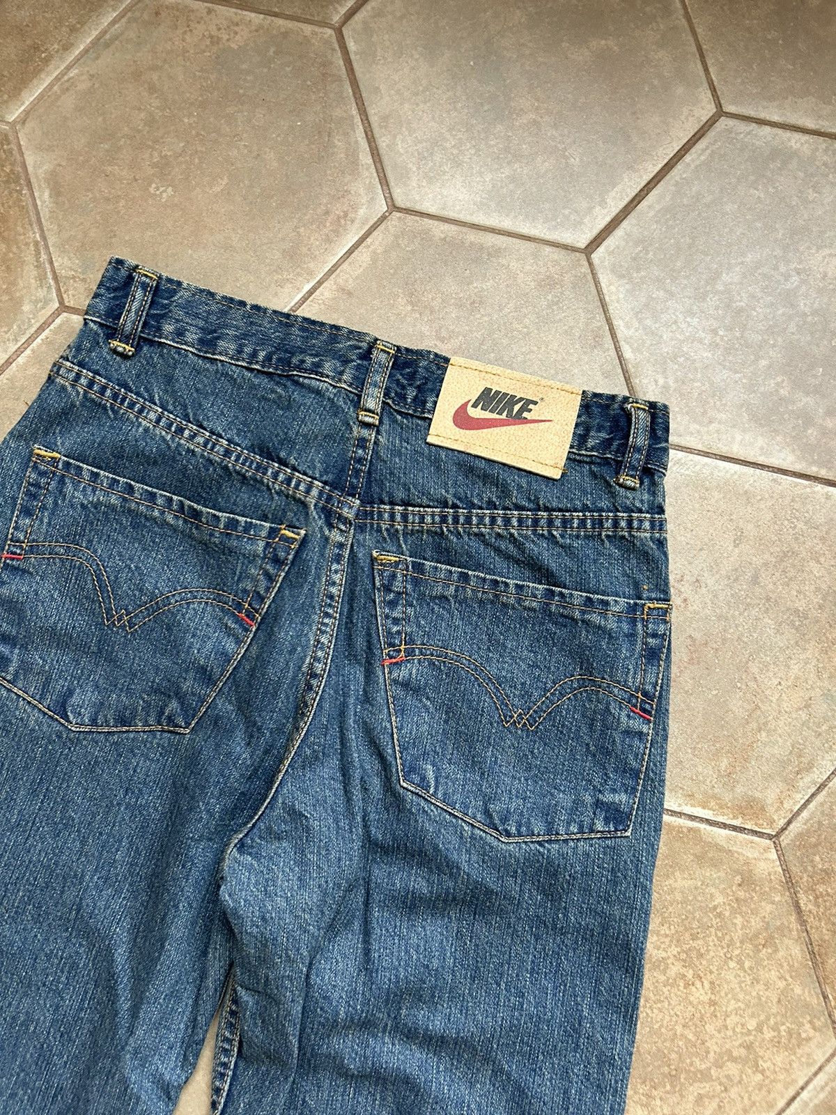 Japanese Brand × Nike Nike Distressed Flared Denim Jeans Bootcut Size 25" / US 0 / IT 36 - 6 Thumbnail