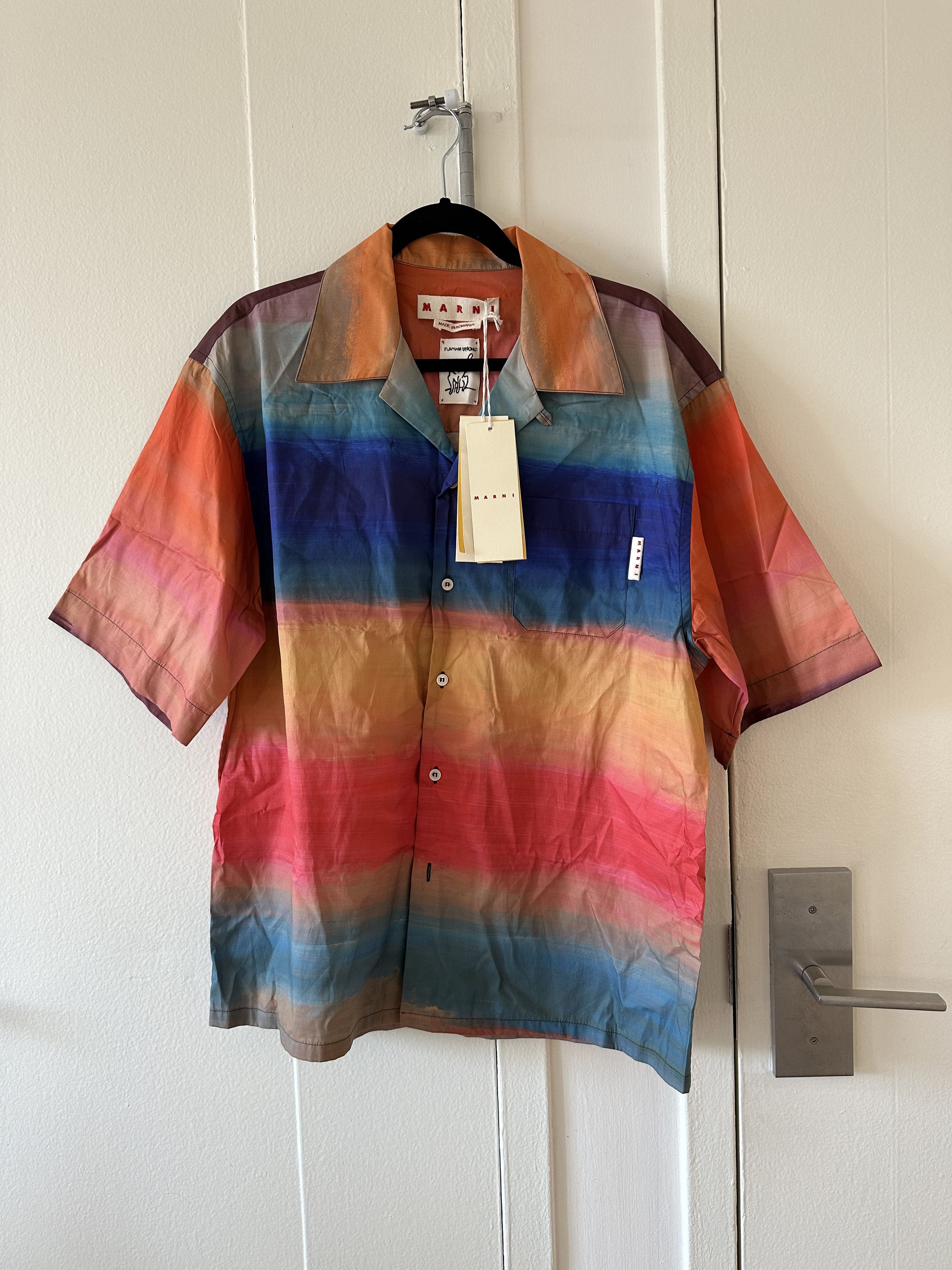 Marni Marni Striped Camp Collar Button Up Shirt Size US L / EU 52-54 / 3 - 1 Thumbnail