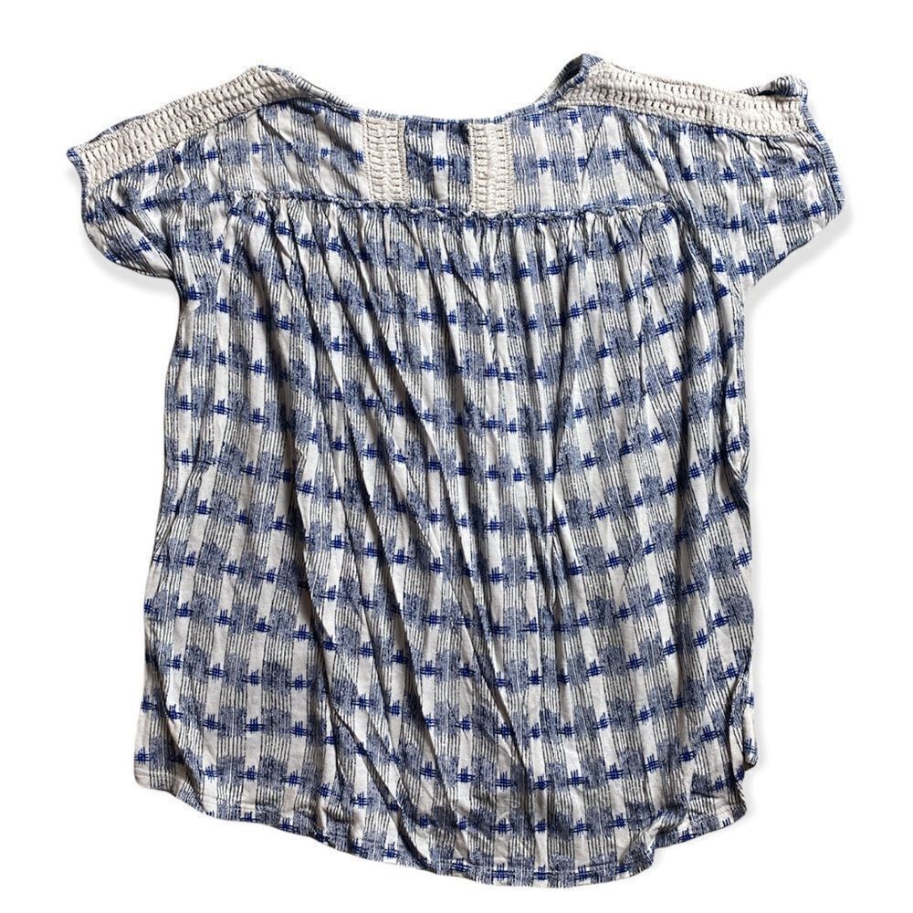 Lucky Brand Lucky Brand XS Blue & White Short Sleeve Blouse – Crochet Tr Size XS / US 0-2 / IT 36-38 - 6 Thumbnail