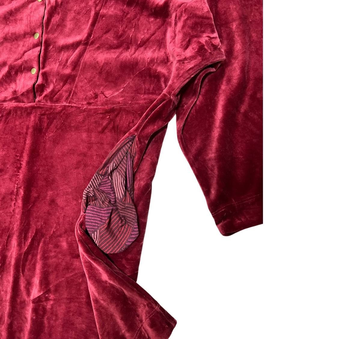 Gudrun Sjoden GUDRUN SJODEN RED ORGANIC COTTON VELOUR TOP POCKETS TUNIC XL Size XL / US 12-14 / IT 48-50 - 5 Thumbnail