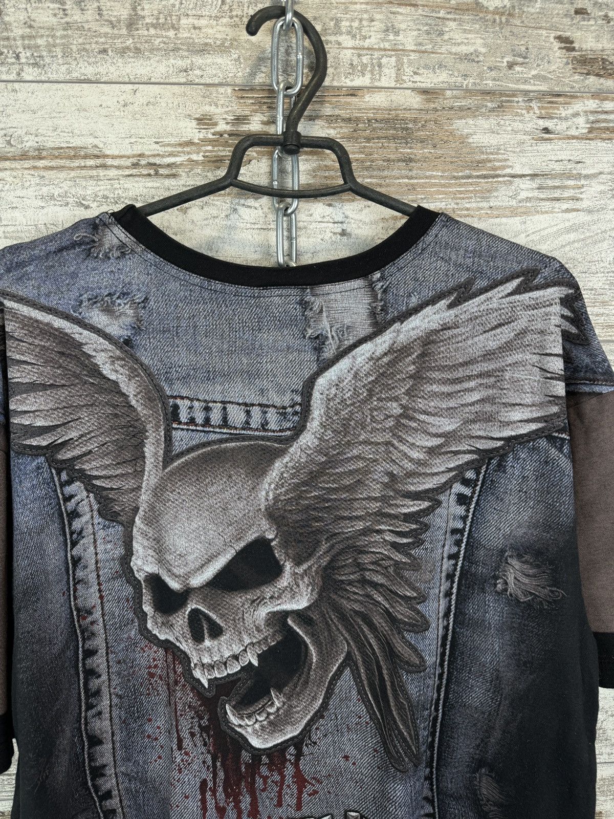 Japanese Brand Mens Vintage Spiral T-shirt tee all print skull biker y2k Size US XXL / EU 58 / 5 - 8 Thumbnail