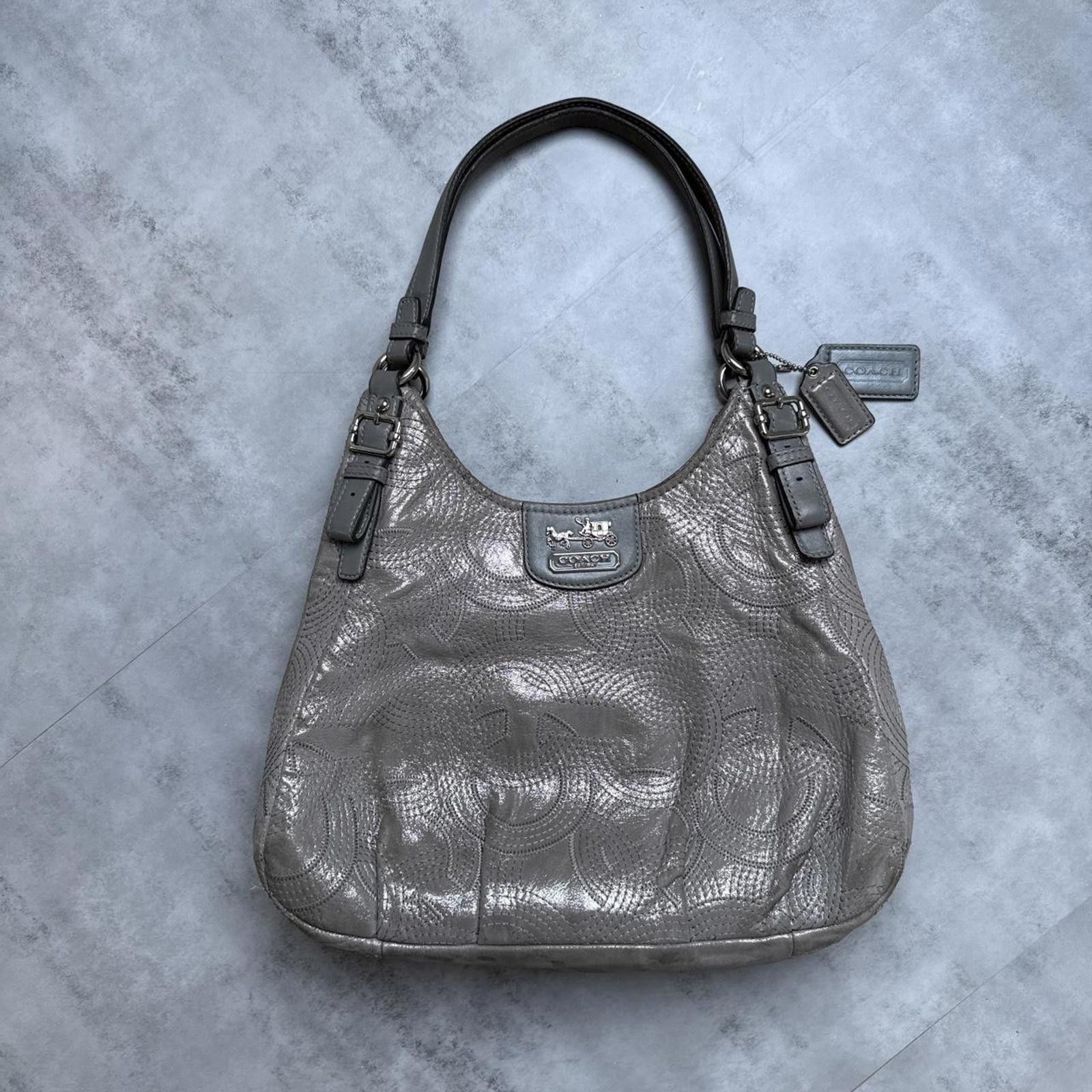 Y2K Coach Maggie Madison Silver Leather Shoulder Bag