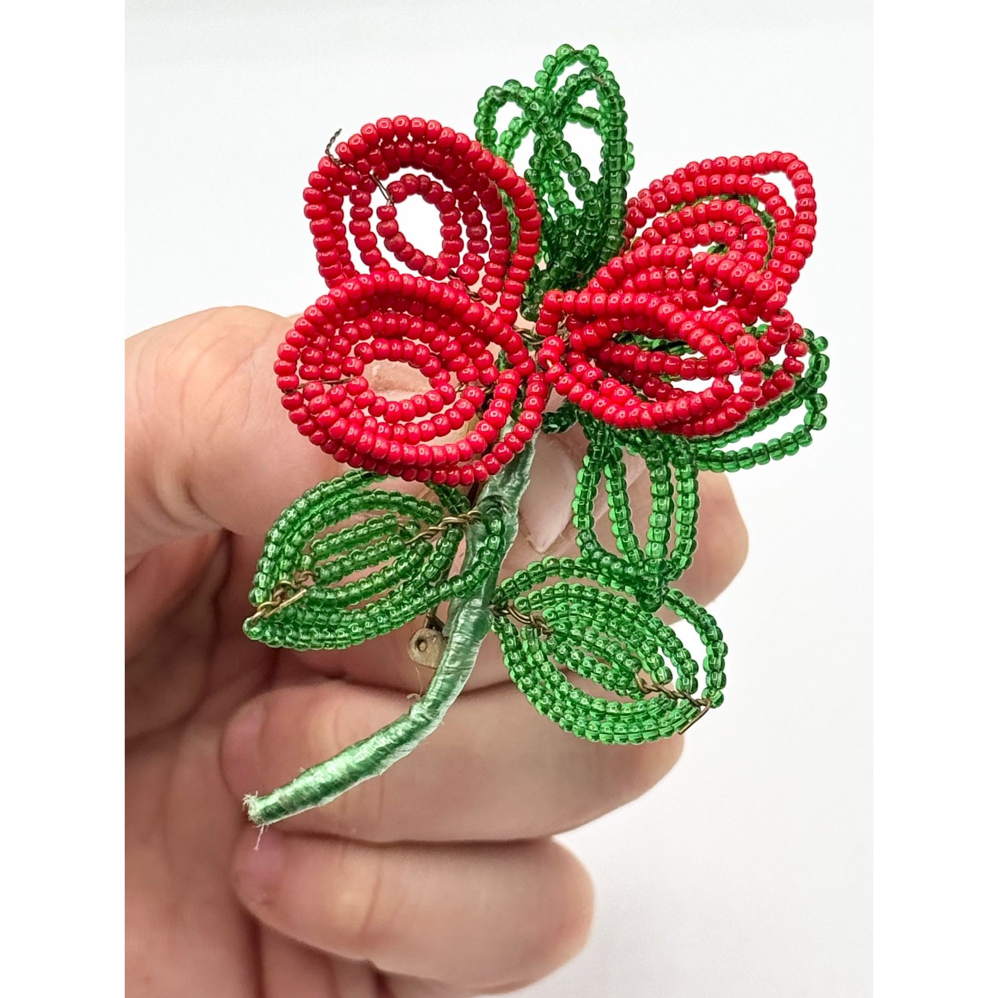Vintage Vintage wire beaded flower brooch pin Size ONE SIZE - 1 Thumbnail