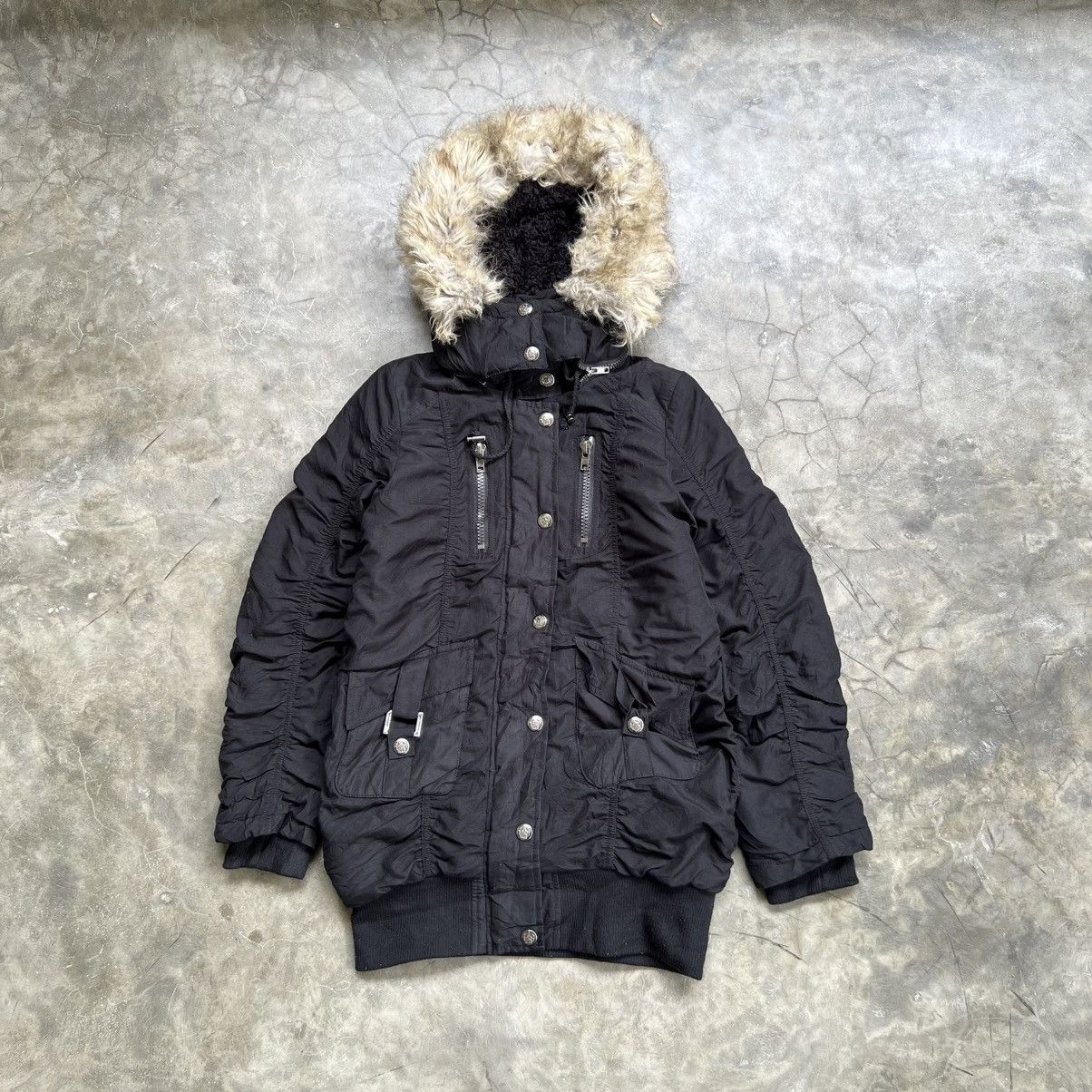 14th Addiction 2000s Dominion 14th Style Fur Hoodie Cargo Jacket Black Size US M / EU 48-50 / 2 - 1 Thumbnail