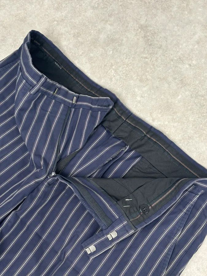 Gucci 2000s Gucci Navy Pinstriped Viscose Classy Pants Size US 34 / EU 50 - 9 Thumbnail