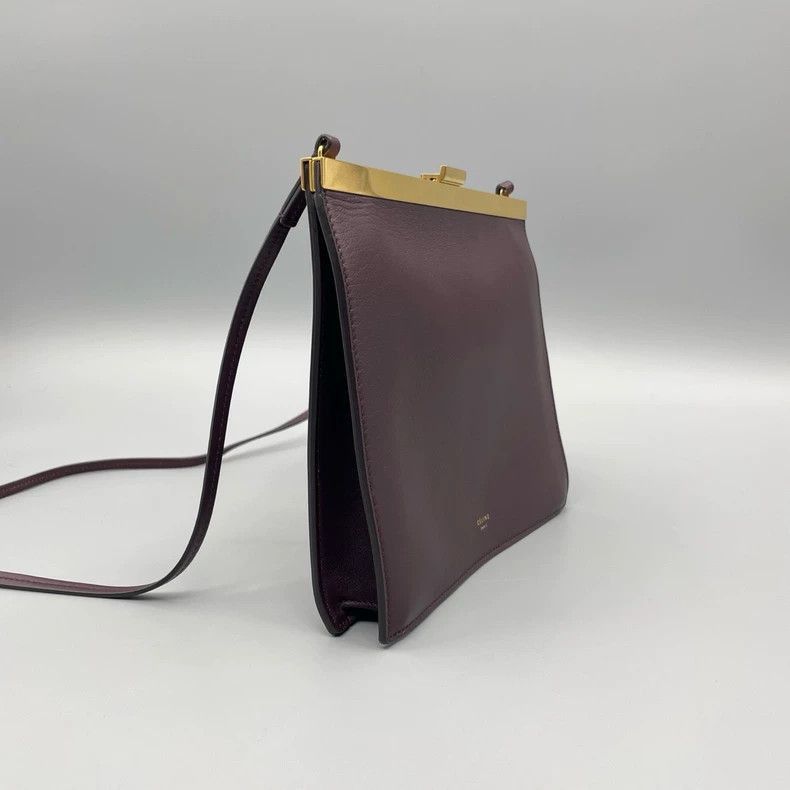 Celine Celine Clasp Crossbody Bag in Burgundy Size ONE SIZE - 8 Thumbnail