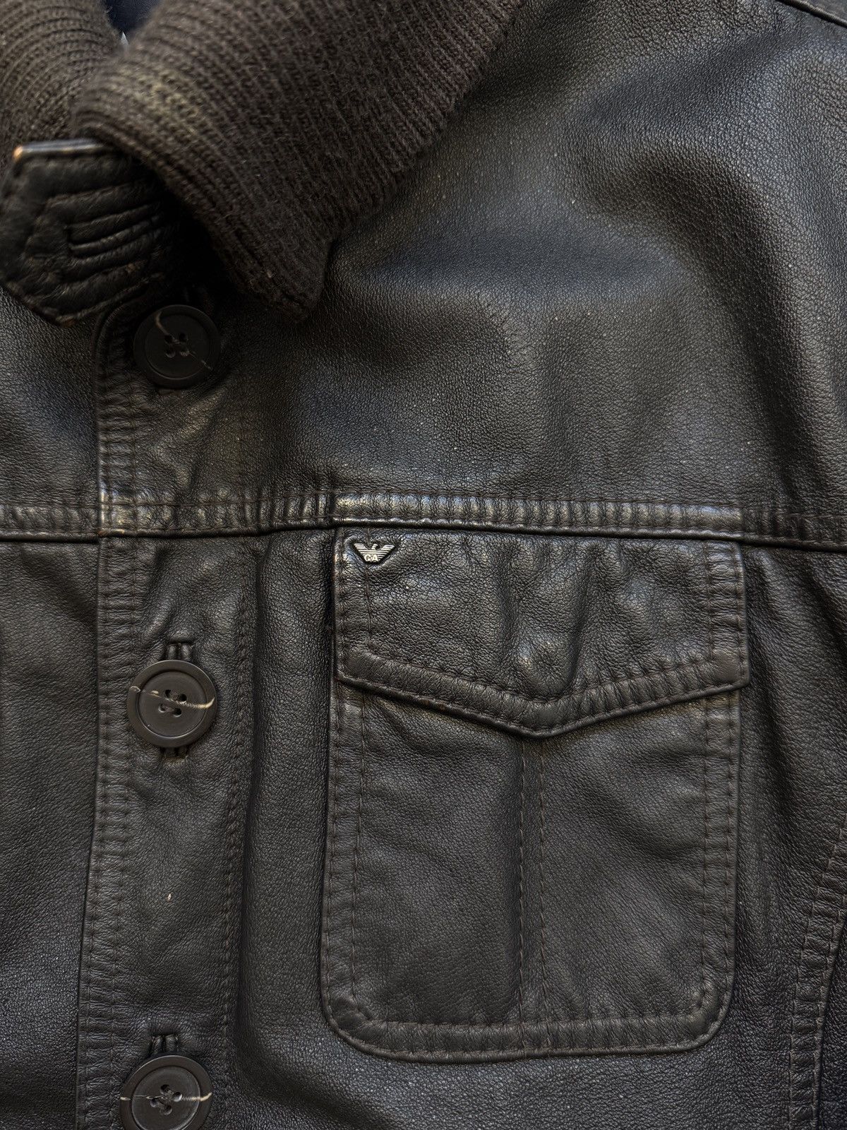 Giorgio Armani Vintage Giorgio Armani Leather Jacket Size L Size US L / EU 52-54 / 3 - 5 Thumbnail