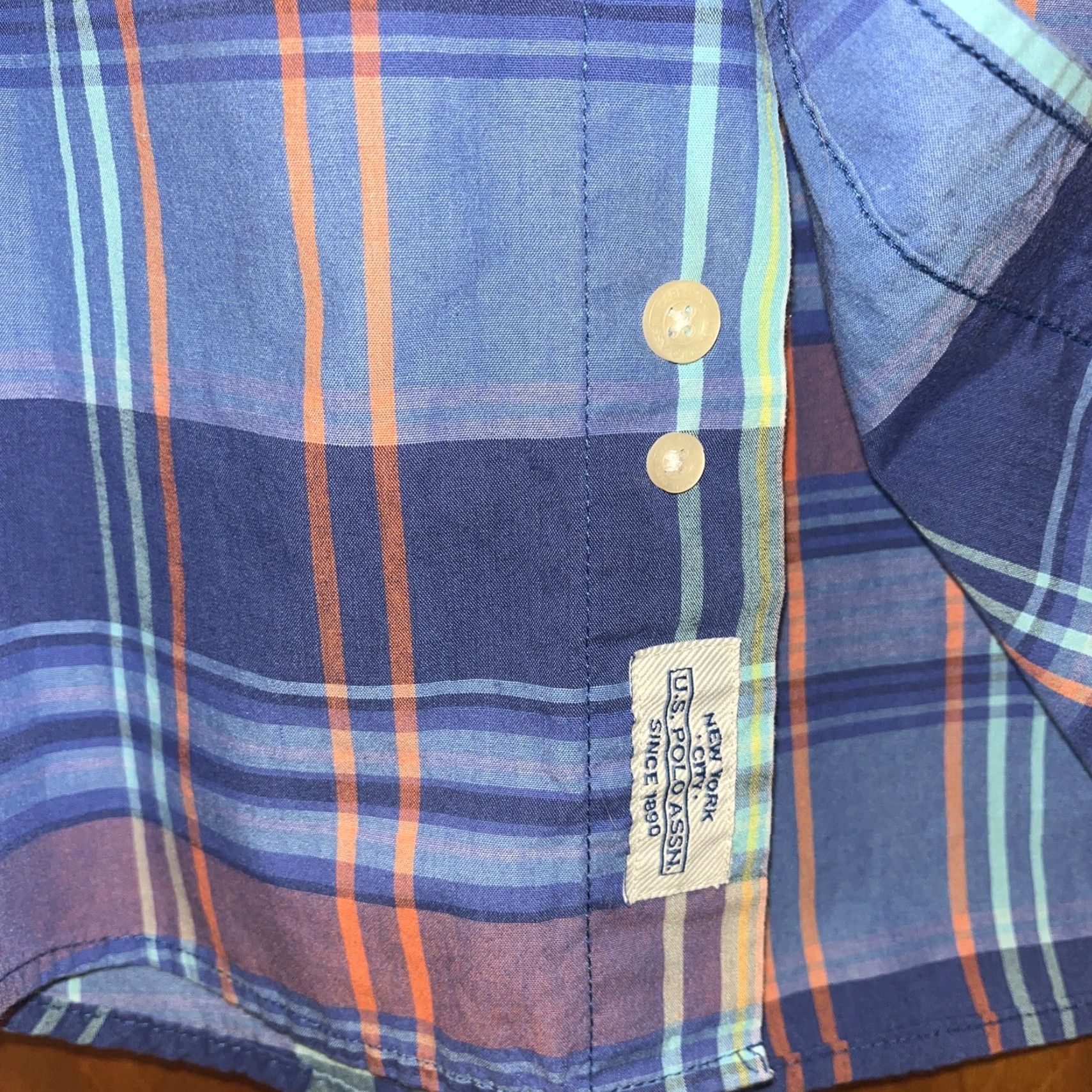 Vintage VINTAGE US Polo Assn. Shirt Men’s Short Sleeve Button-Down Casual Blue Plaid Large Tall Size US L / EU 52-54 / 3 - 4 Thumbnail