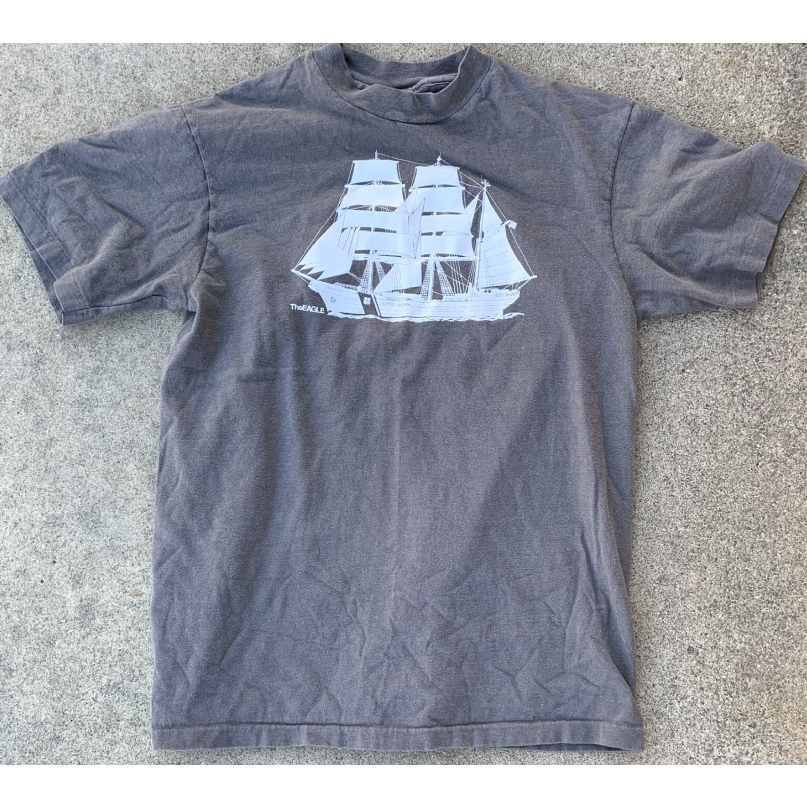 Hanes Vintage Hanes The Eagle Coast Guard T Shirt Tall Ship Made In USA M Gray 100% Cotton Men Graphic Tee 1980s Classic Sportswear/Beach Size US M / EU 48-50 / 2 - 7 Thumbnail