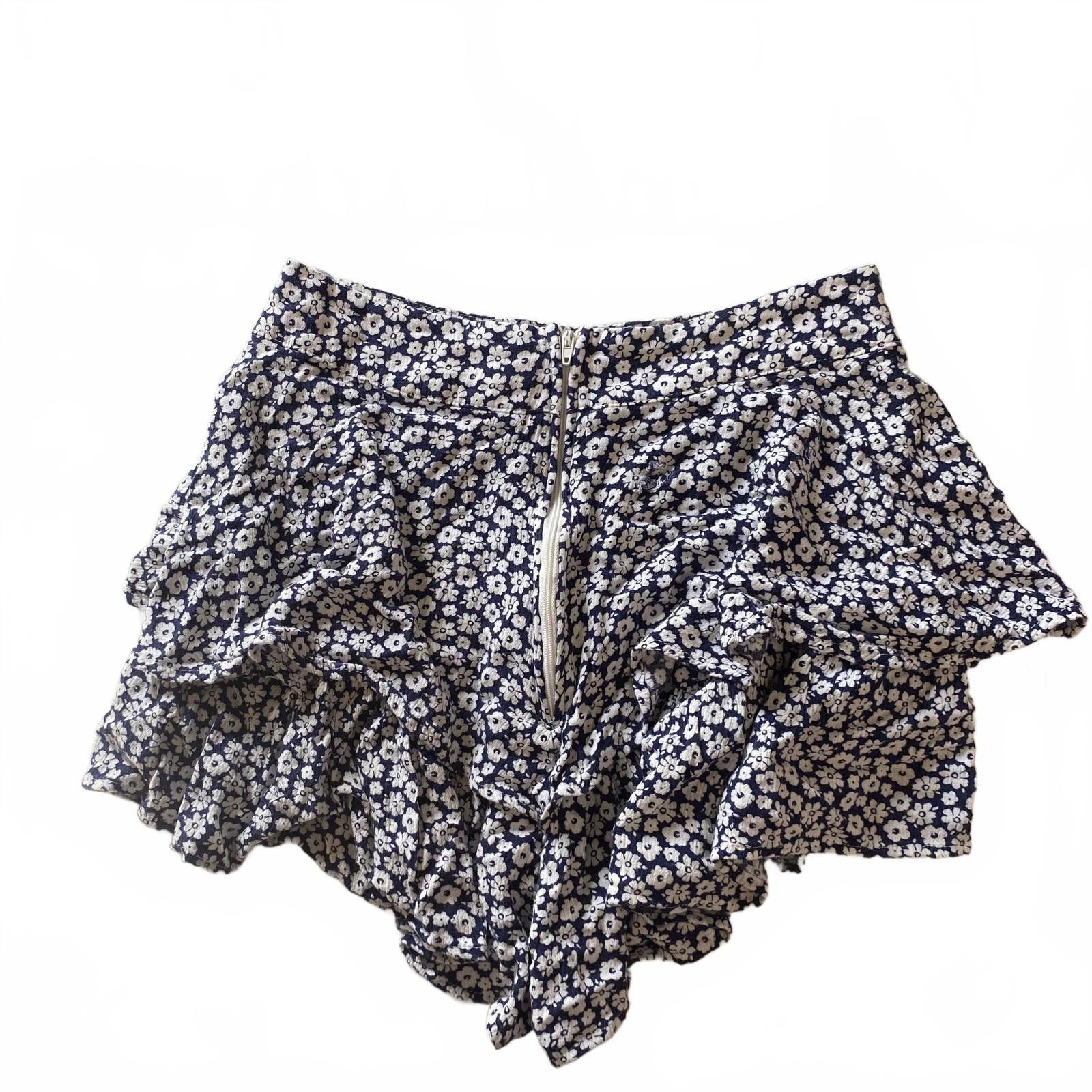 Designer Altard State Blue Floral Mini Skirt XS Size 26" / US 2 / IT 38 - 2 Thumbnail