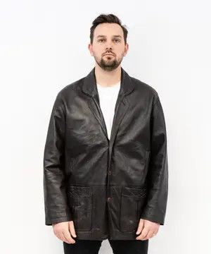 Leather × Vintage UK 42 US Leather Jacket Over Sport Coat Winter EU 52 VTG Size US L / EU 52-54 / 3 - 5 Thumbnail