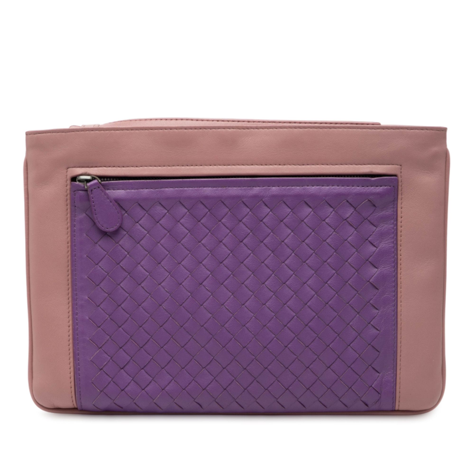 Bottega Veneta Bottega Veneta Bicolor Nappa Intrecciato Wristlet Clutch Size ONE SIZE - 1 Thumbnail