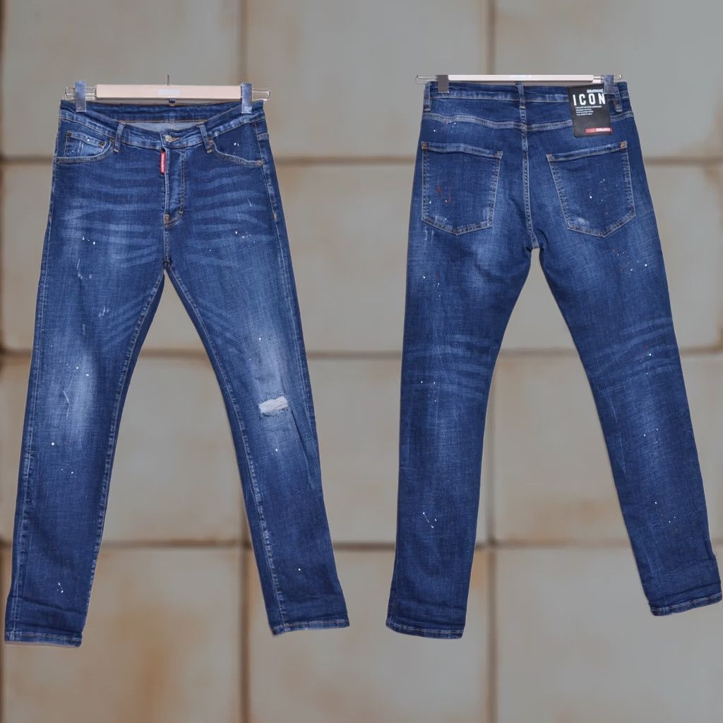 Dsquared2 DSQUARED2 Ibrahimovic Icon Jeans Denim Blue Distressed Size 50 Men Jeans Slim Regular 34in Waist 32in Inseam 82cm Rise 10-12in 50 XS? Size US 34 / EU 50 - 1 Thumbnail