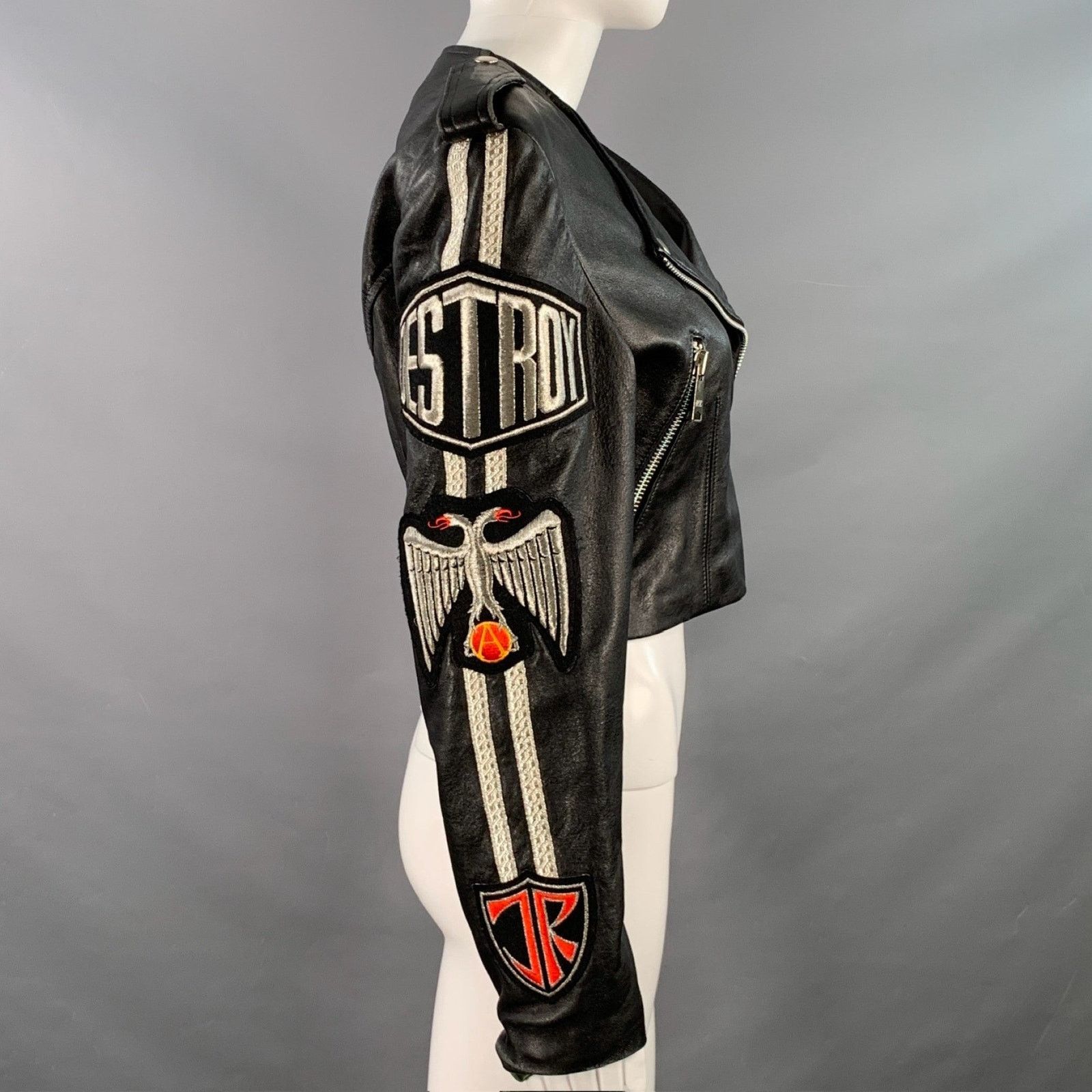 John Richmond JOHN RICHMOND Black Silver Leather Patches Biker Jacket Size US M / EU 48-50 / 2 - 2 Thumbnail