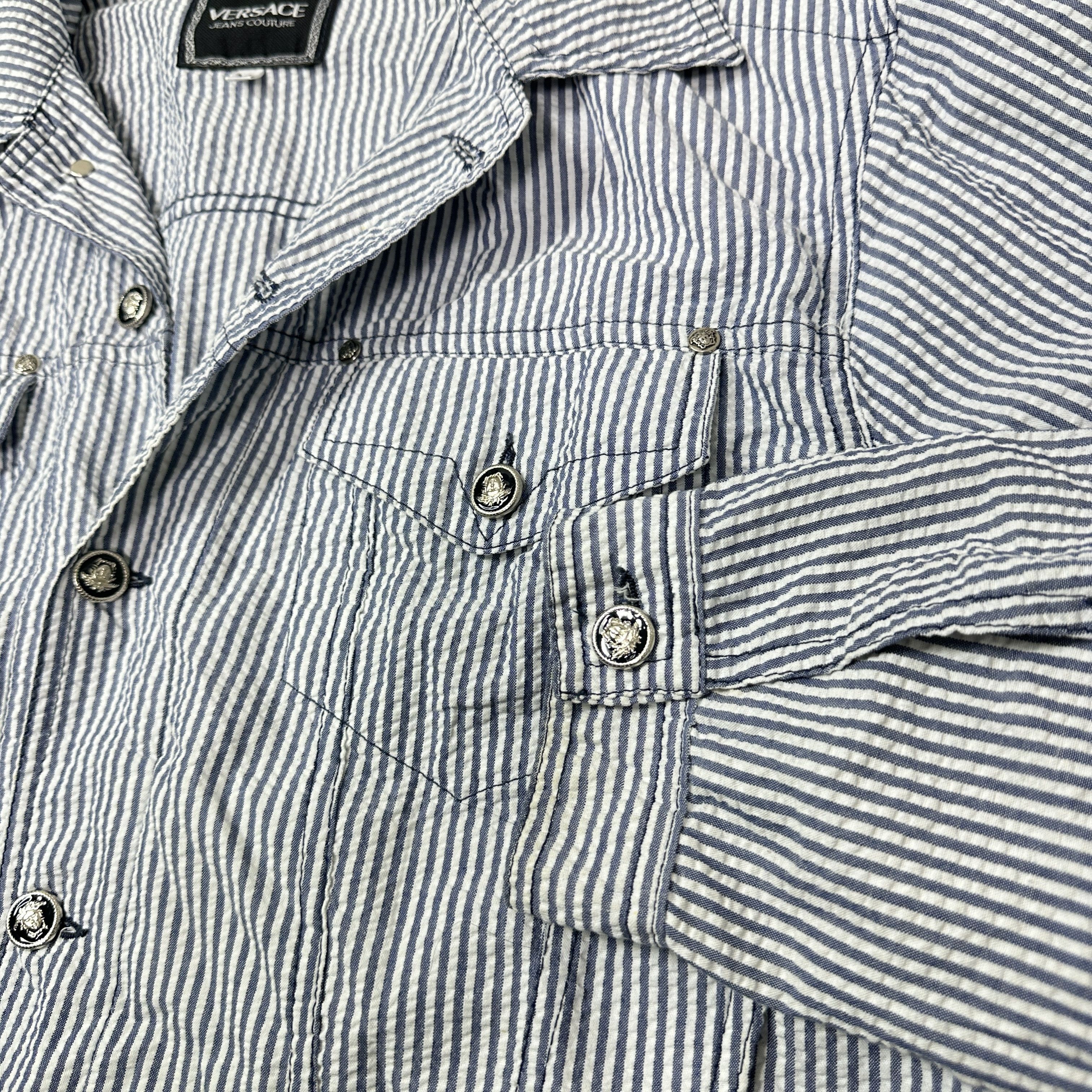 Versace Jeans Couture Vintage Striped Versace Jeans Couture Denim Jacket Y2K Size M / US 6-8 / IT 42-44 - 3 Thumbnail