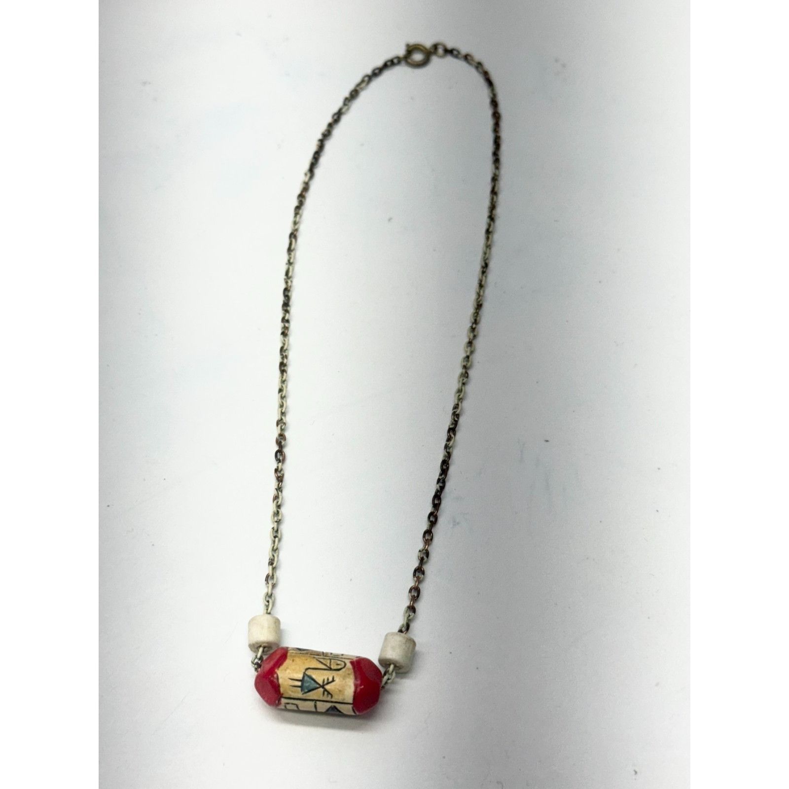 Vintage Vintage clay bead enamel chain necklace Size ONE SIZE - 4 Thumbnail
