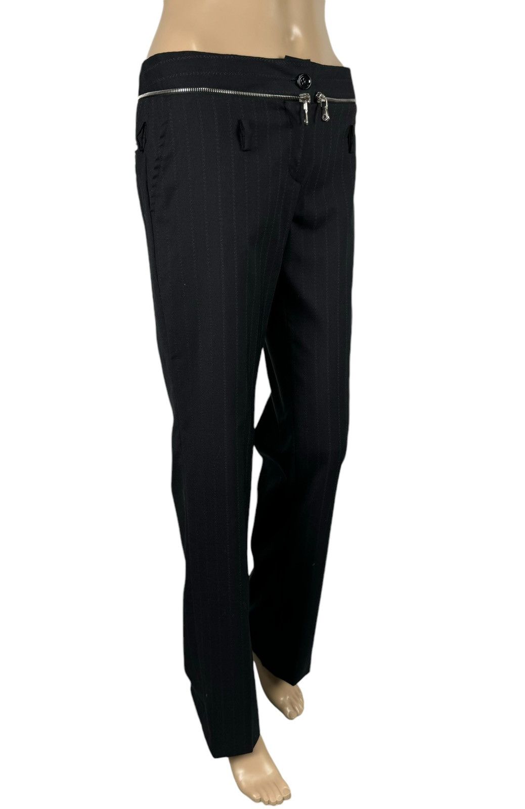 Dolce & Gabbana × Vintage Dolce & Gabbana Striped Dress Pants Virgin Wool Zips Decor Size 26" / US 2 / IT 38 - 4 Thumbnail