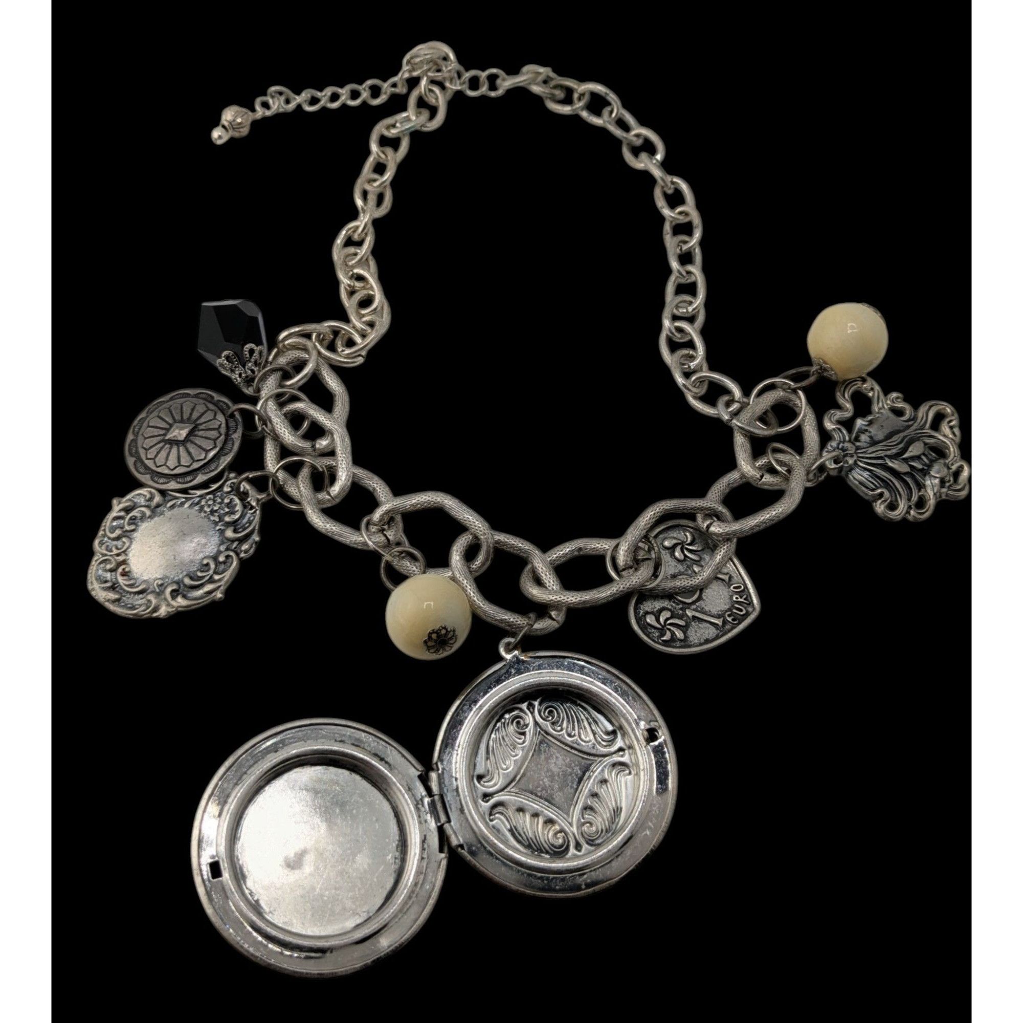 Handmade Vintage Victorian Style Gothic Charm Necklace W/ Locket Bead Size ONE SIZE - 3 Thumbnail