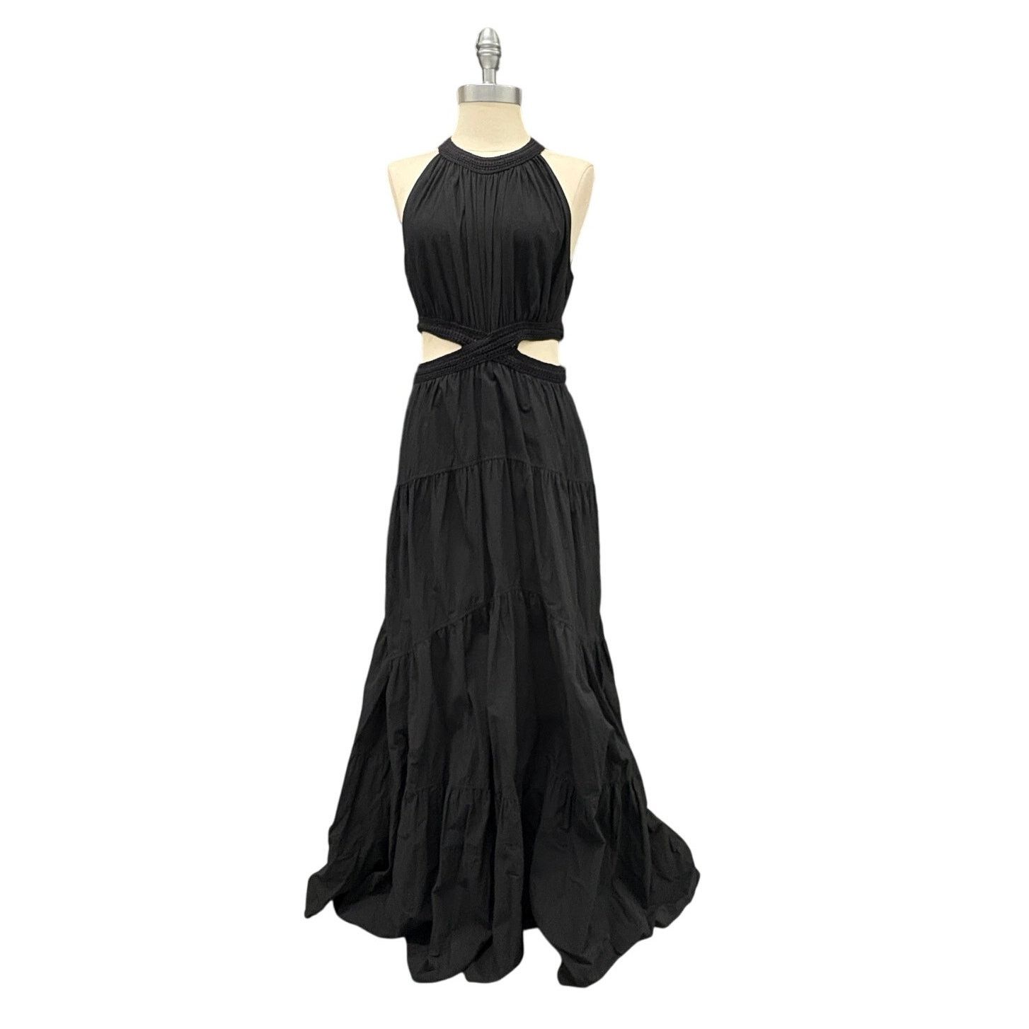 A.L.C. Casey Cutout Maxi Dress Size 6 Black 100% Cotton