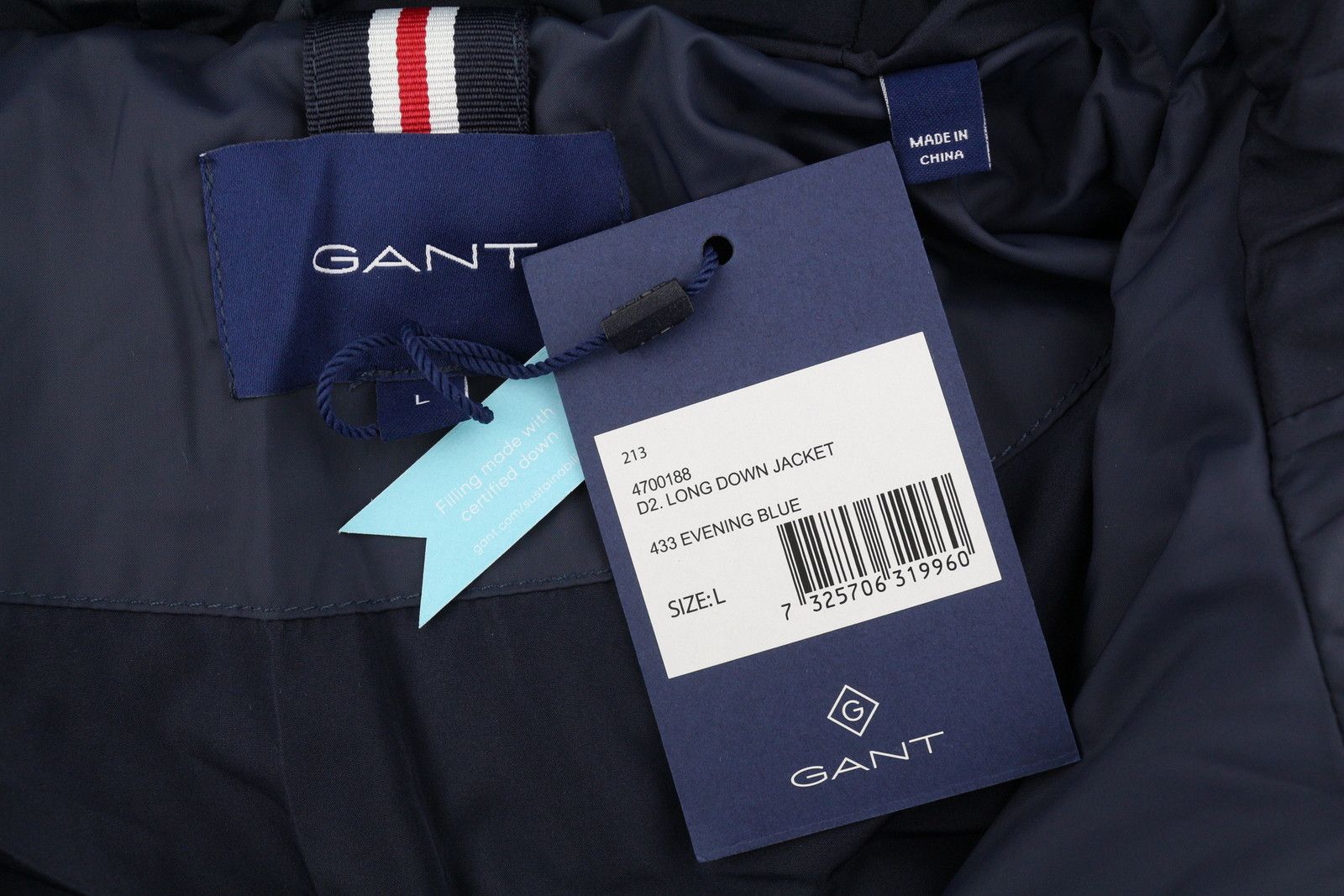 Gant LONG DOWN L Evening Blue Quilted Jacket 87274 Size L / US 10 / IT 46 - 12 Thumbnail