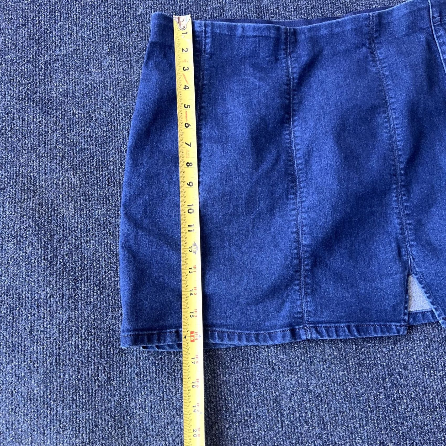 Free People VINTAGE Free People Denim Skirt Womens L Blue Mini Slit Stretch Casual Y2k Size 36" / US 14 / IT 50 - 5 Thumbnail