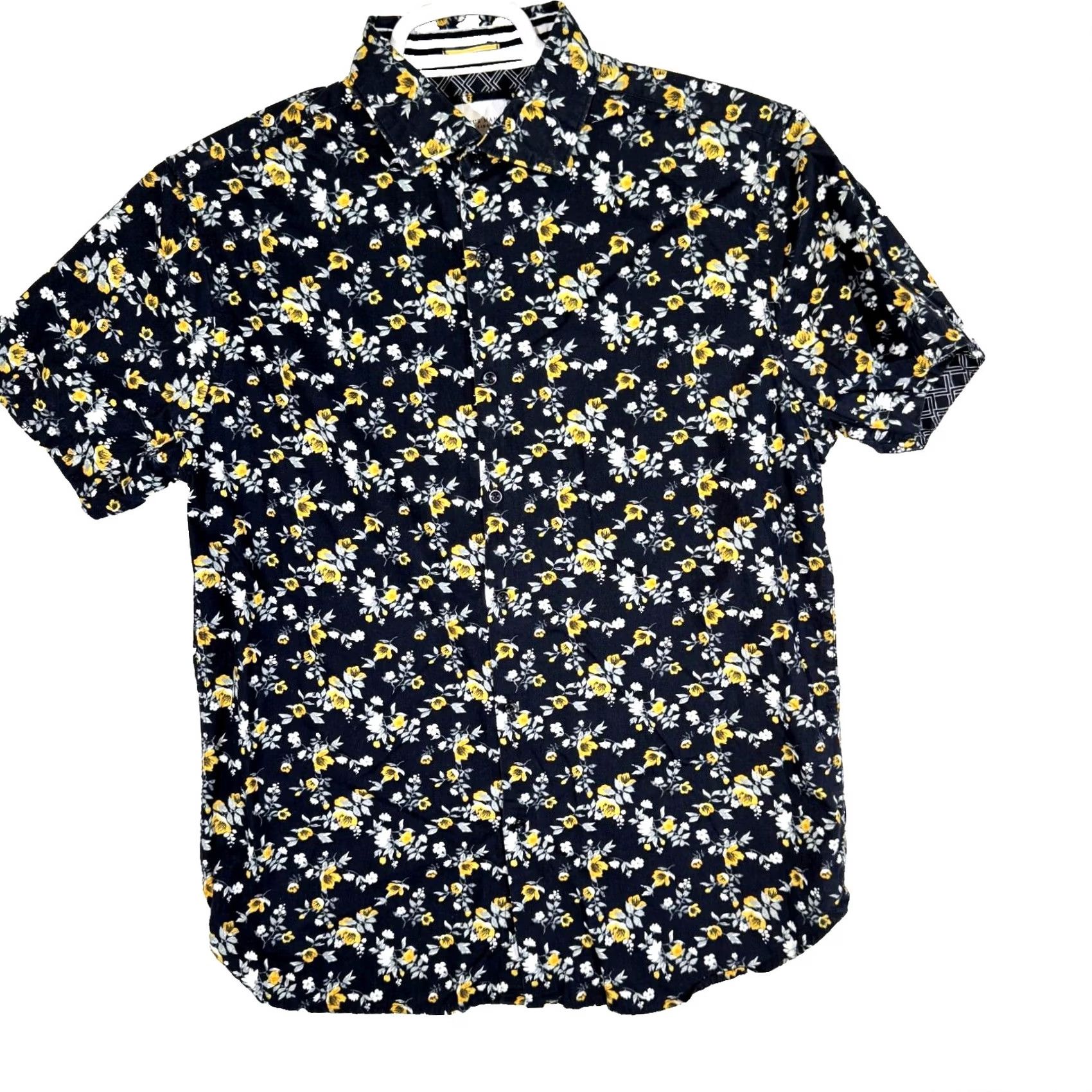 Vintage Cactus Man Shirt Men M Black Floral 100 Percent Cotton Short Sleeve Button Up Size US M / EU 48-50 / 2 - 2 Thumbnail