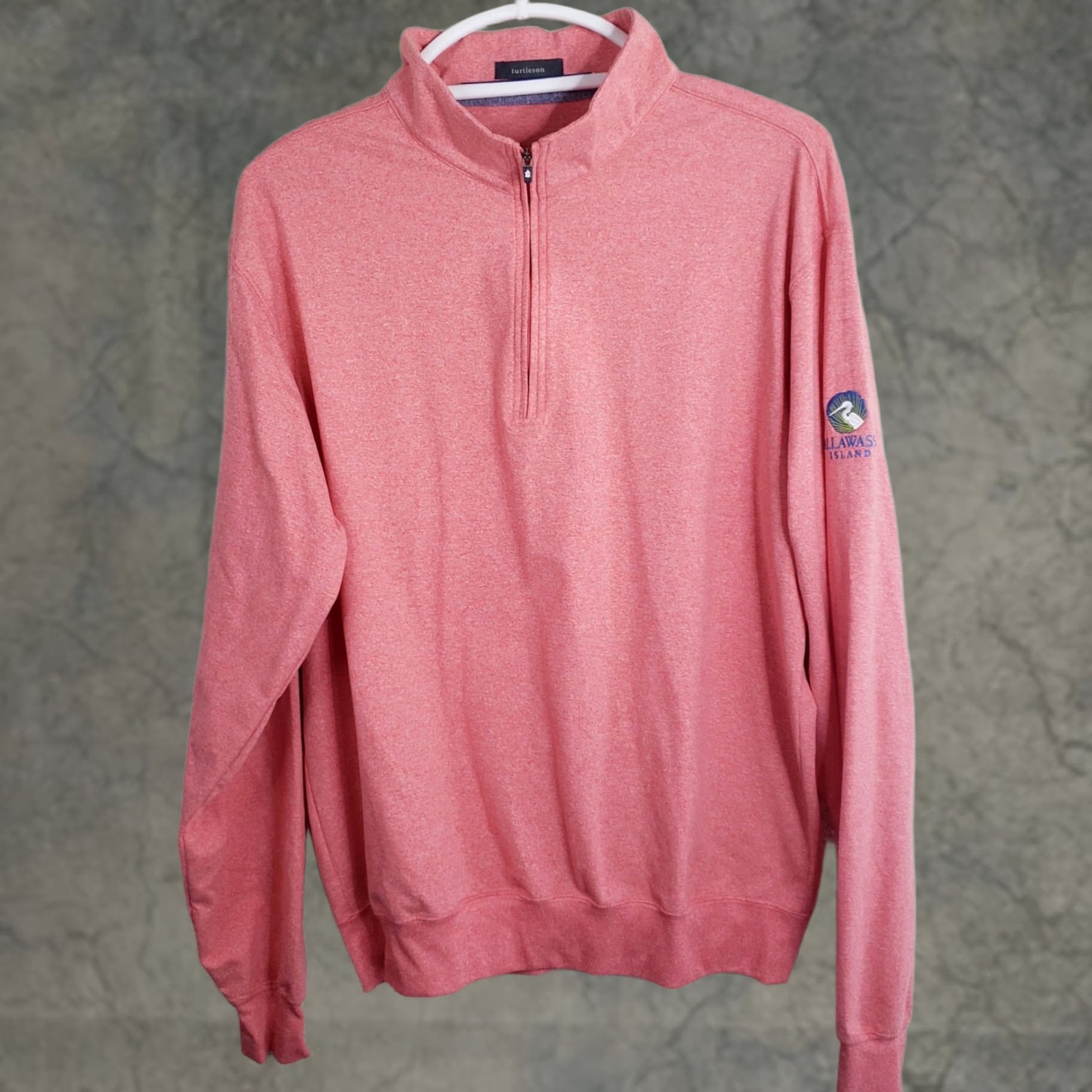 Pinko Turtleson Mens M 1/4 Zip Pullover Sweater Heathered Pink Coral Spring Island SC Size US M / EU 48-50 / 2 - 1 Thumbnail