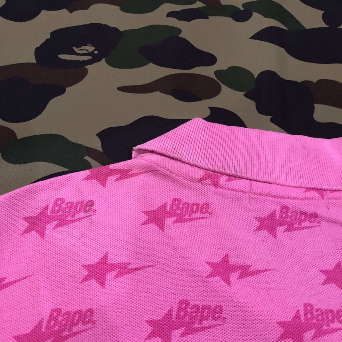 Bape Bape Sta Pattern Polo Shirts Size L Size US L / EU 52-54 / 3 - 11 Thumbnail