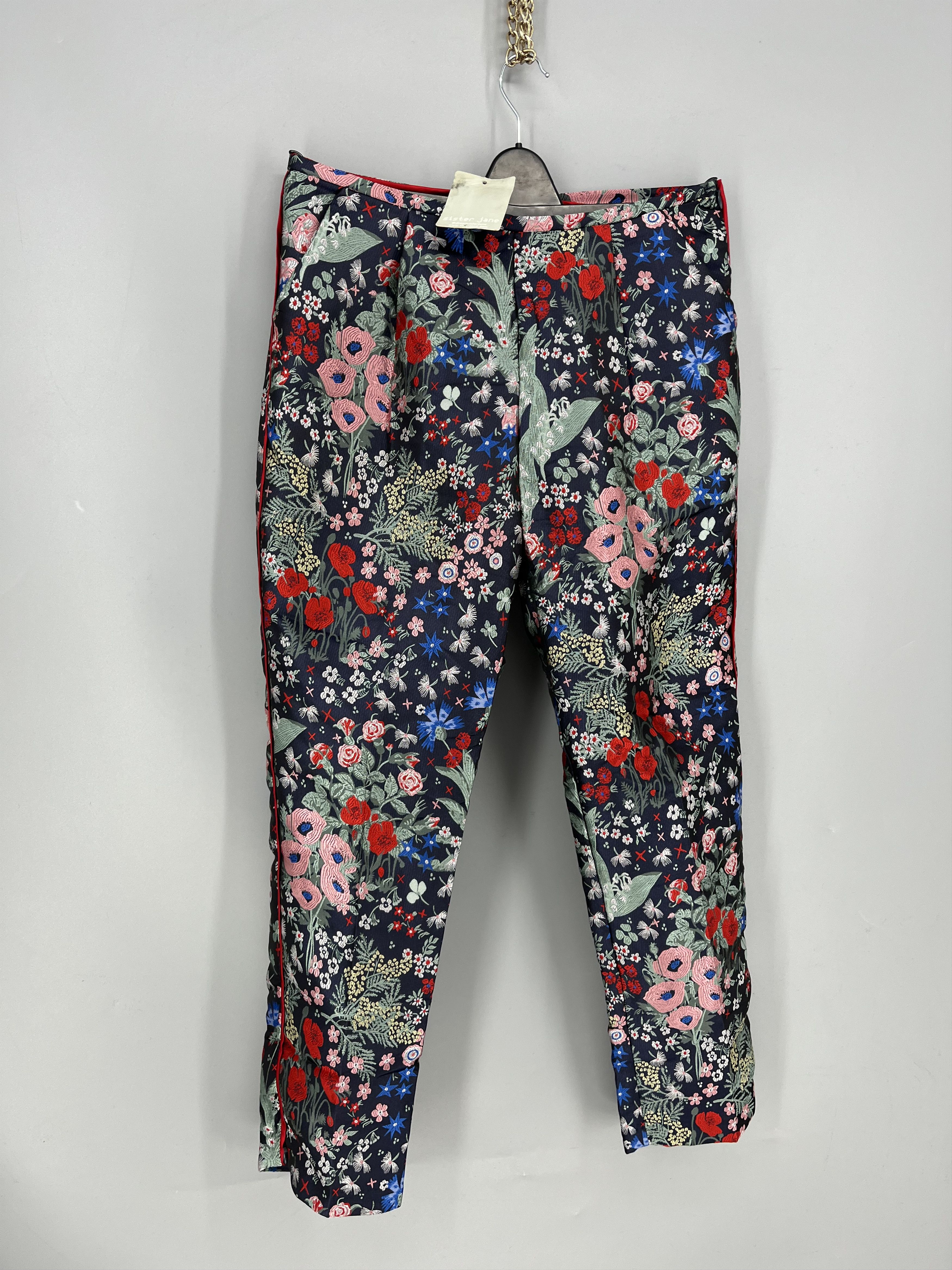 Vintage NEW SISTER JANE Floral Jacquard Trousers Size 32" / US 10 / IT 46 - 2 Thumbnail