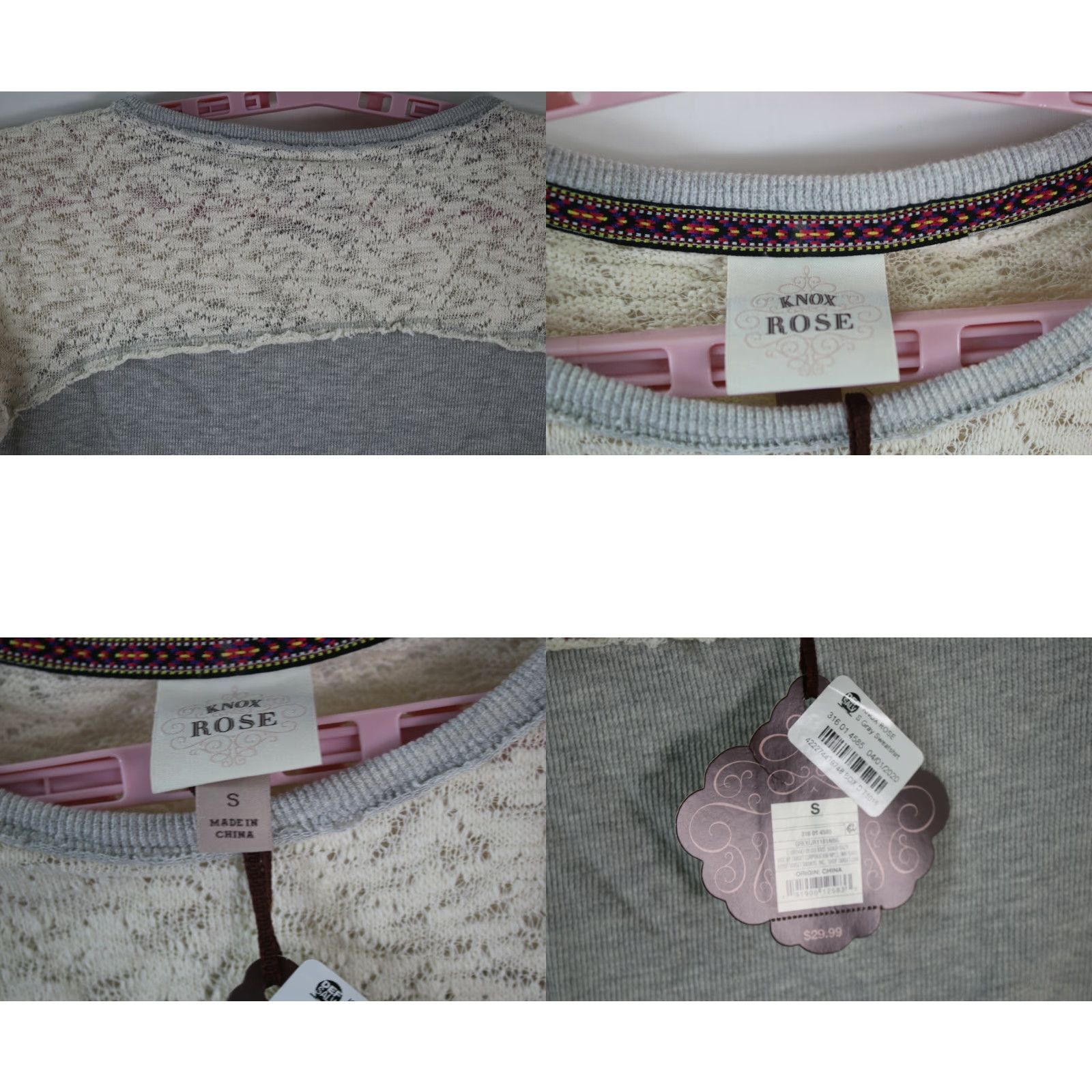 Vintage VINTAGE Knox Rose Womens Sweatshirt Top Casual Long Sleeve Lace Gray Size Small Size S / US 4 / IT 40 - 8 Thumbnail