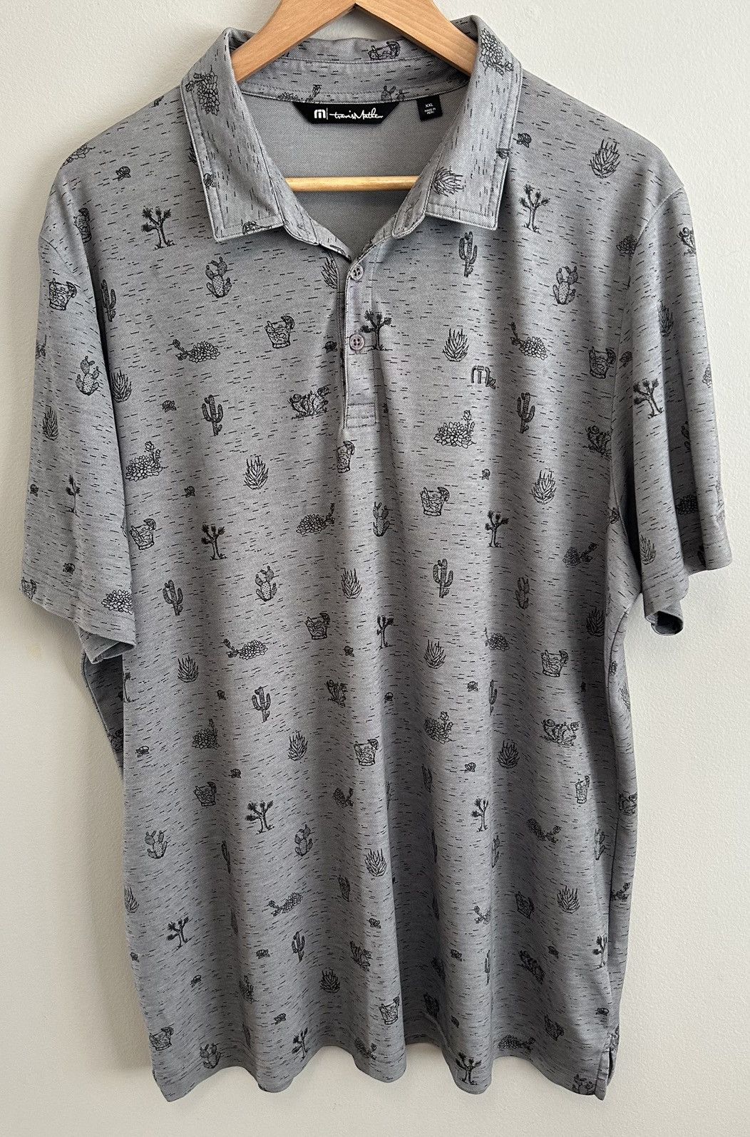 TravisMathew Travis Mathew Mens Grey Cactus Print Size CXL Polo Shirt Size US XXL / EU 58 / 5 - 1 Thumbnail