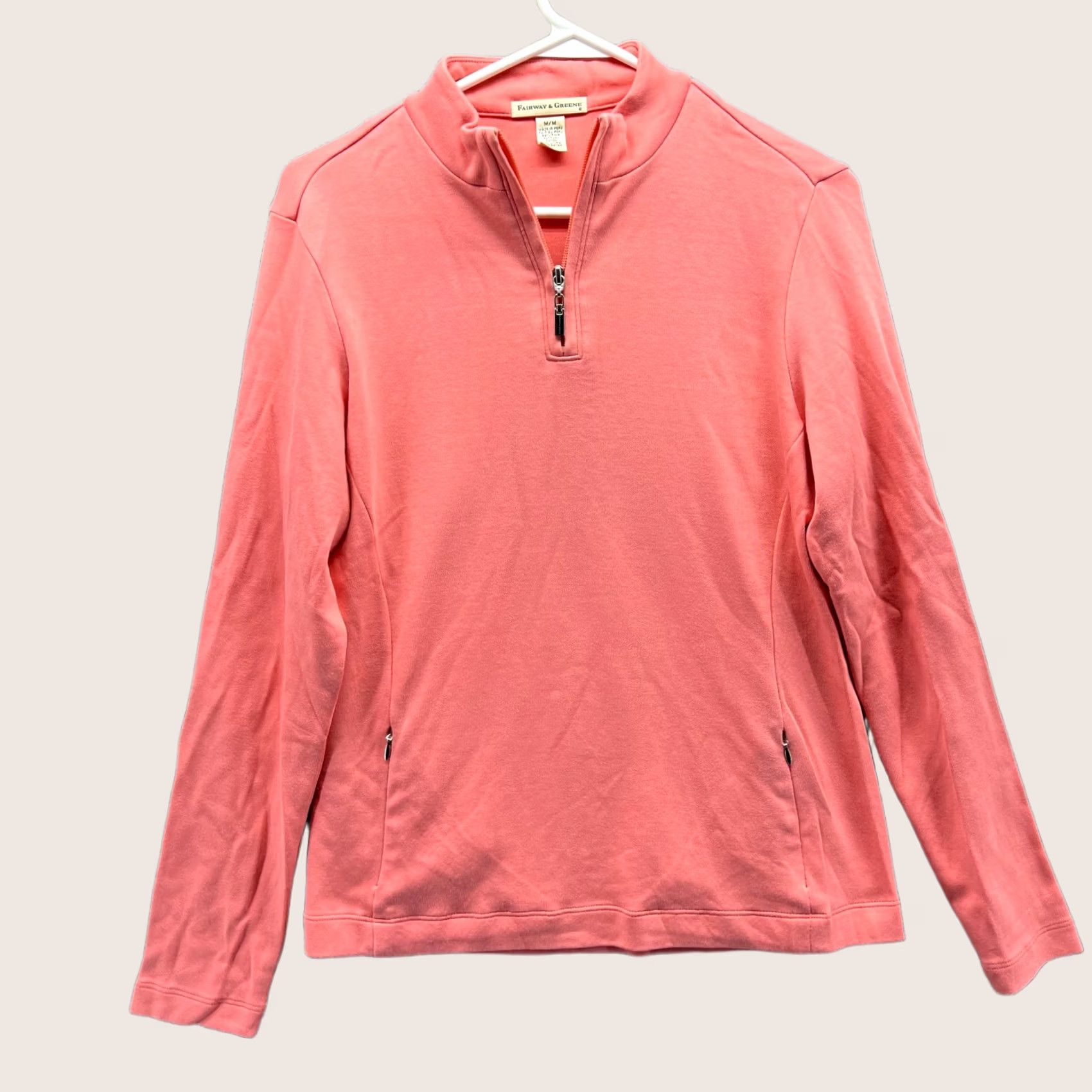 Vintage Fairway & Greene Sweatshirt Women M Peach 1/4 Zip Pullover Long Sleeve Activewear Golf Mock Neck Size M / US 6-8 / IT 42-44 - 1 Thumbnail