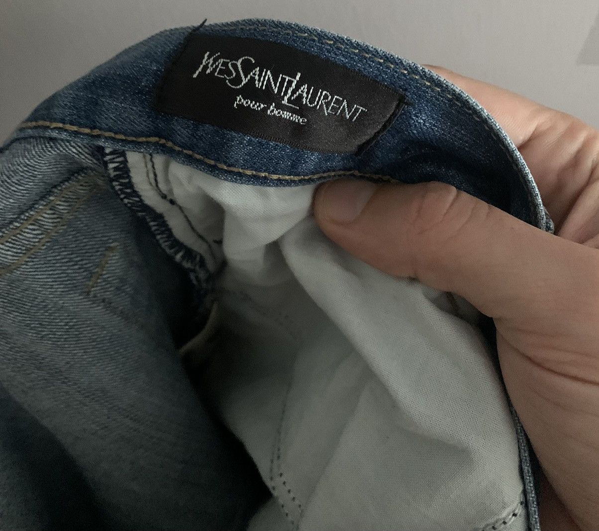 Vintage 90s Vintage Yves Saint Laurent 32x32 Big Logo Denim Jeans Size US 32 / EU 48 - 5 Thumbnail