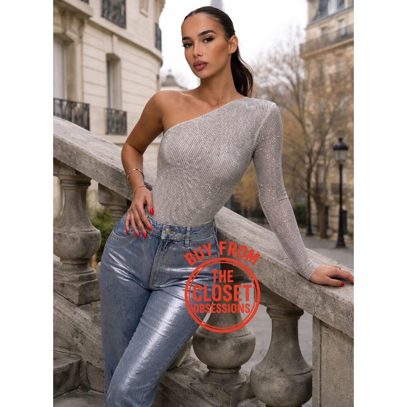 Zara ZARA Blogger Fave One Shoulder Embellished Bodysuit NWT Size M / US 6-8 / IT 42-44 - 1 Thumbnail