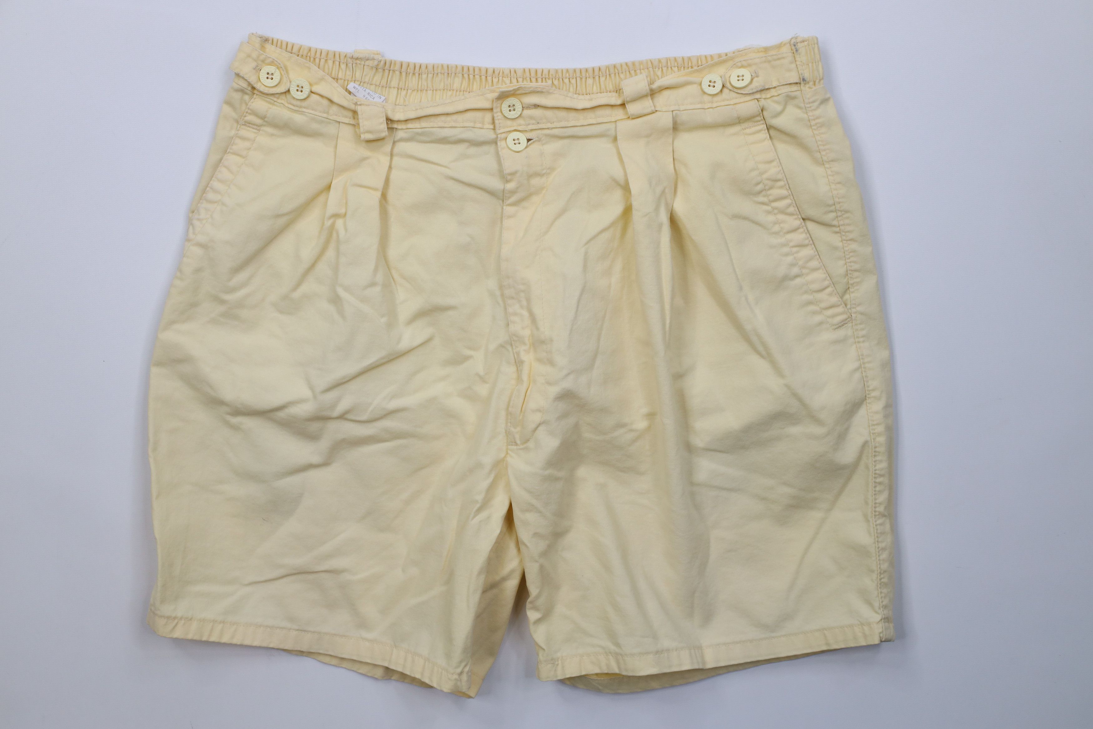 Vintage Vintage 70s Streetwear Above Knee Chino Shorts Yellow Size US 36 / EU 52 - 1 Thumbnail