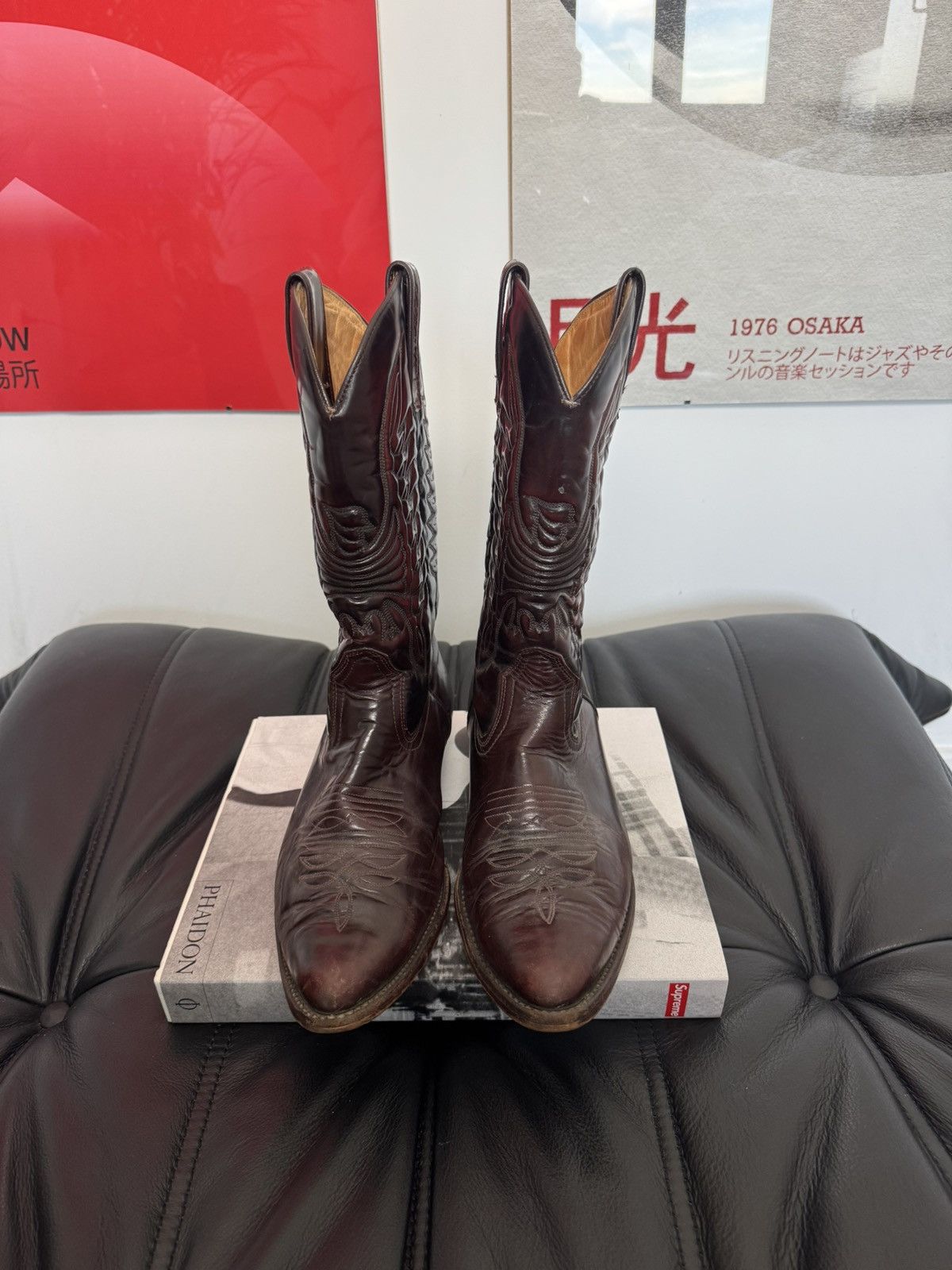 Leather Vintage Sancho Cowboy Leather Boots Washed High Faded Rare Size US 8 / EU 41 - 2 Thumbnail