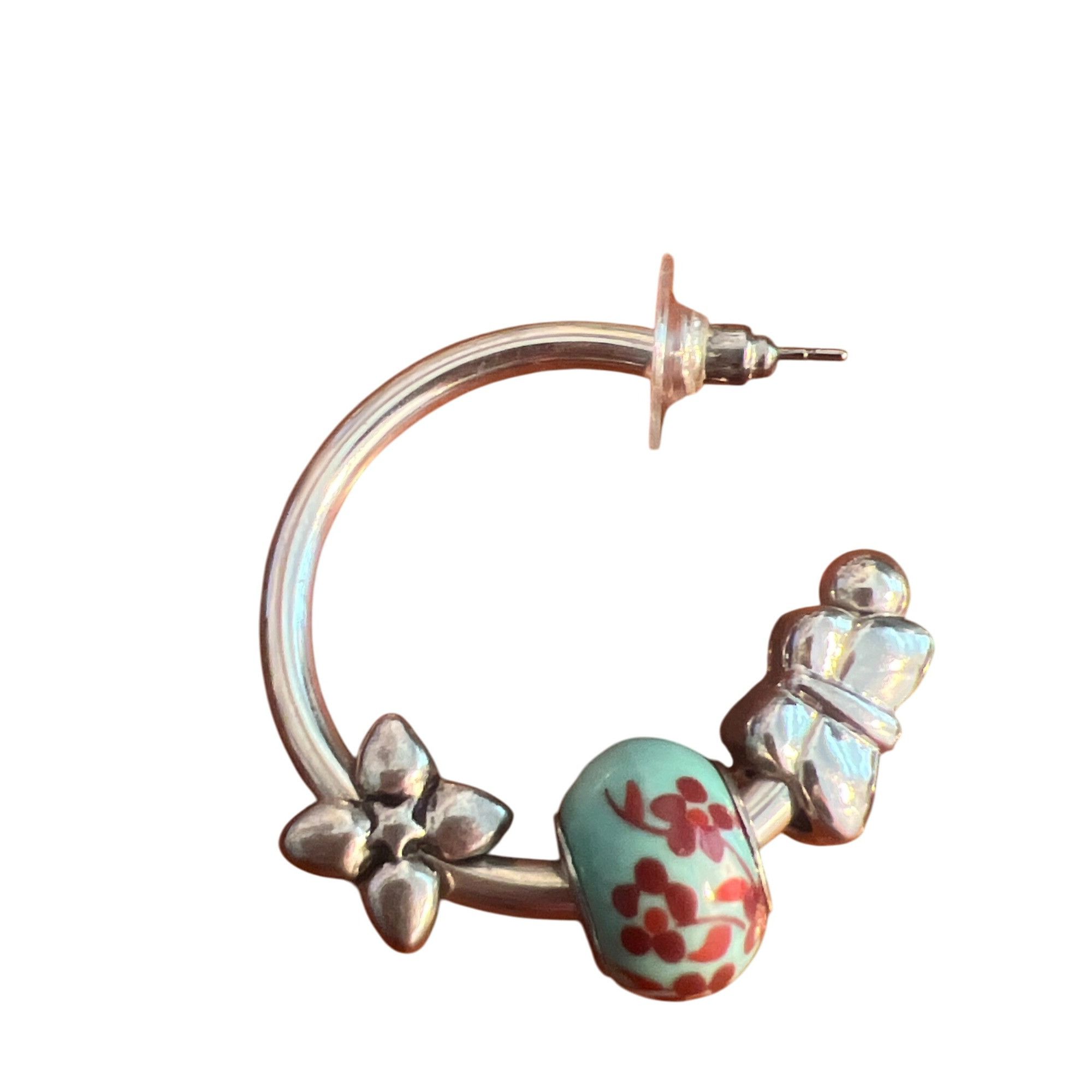 Other Silver Tone Hoop Earrings Add A Charm Floral Beads Butterfly Size ONE SIZE - 3 Thumbnail