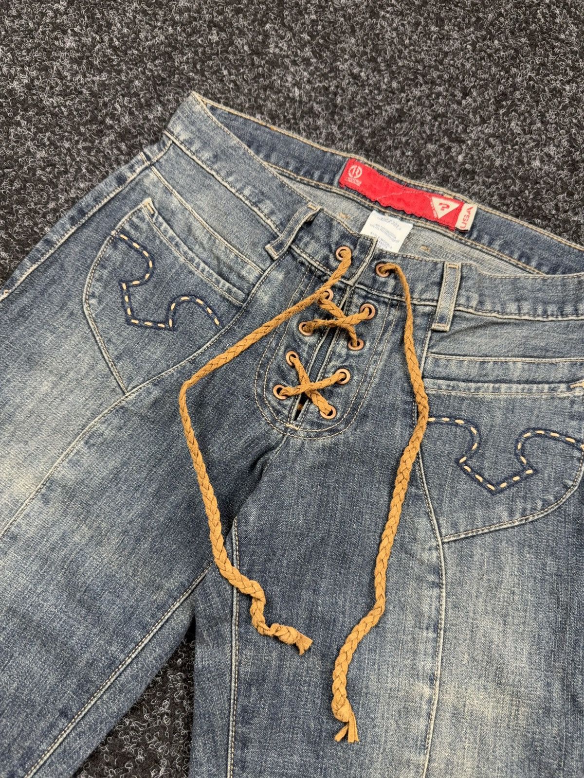Guess Archive Y2K Guess Western USA Retro 00s Lace Up Denim Jeans Size 28" / US 6 / IT 42 - 7 Thumbnail
