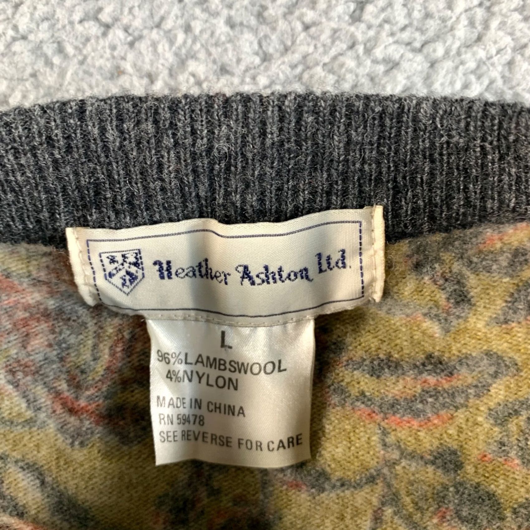 Vintage Heather Ashton Cardigan Sweater Womens Large Green Floral Boho Wool Lambswool Knit Size L / US 10 / IT 46 - 3 Thumbnail