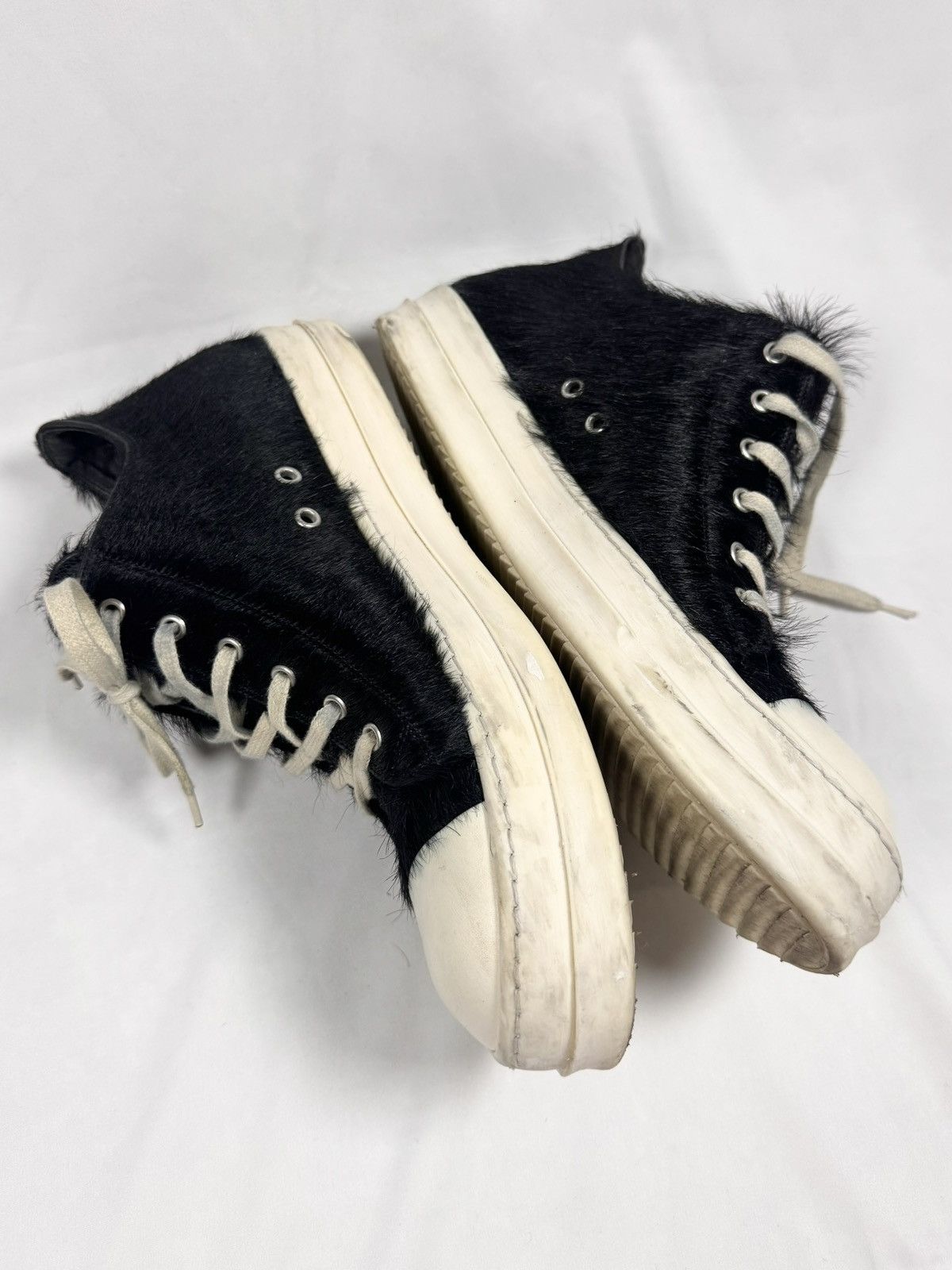 Rick Owens Rick Owens Mainline ‘Pony Hair’ Ramones Low Size US 12 / EU 45 - 2 Thumbnail