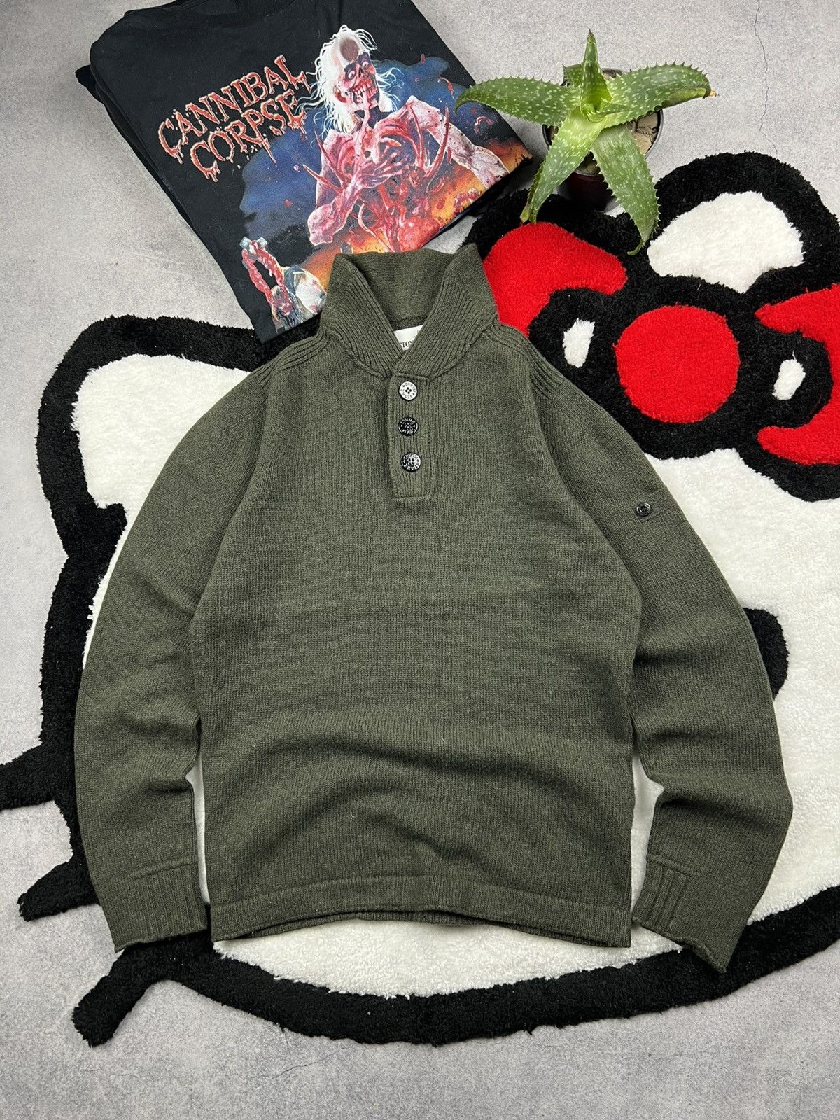 Stone Island Vintage Stone Island Retro Knitwear Military Style Sweater Size US S / EU 44-46 / 1 - 1 Thumbnail