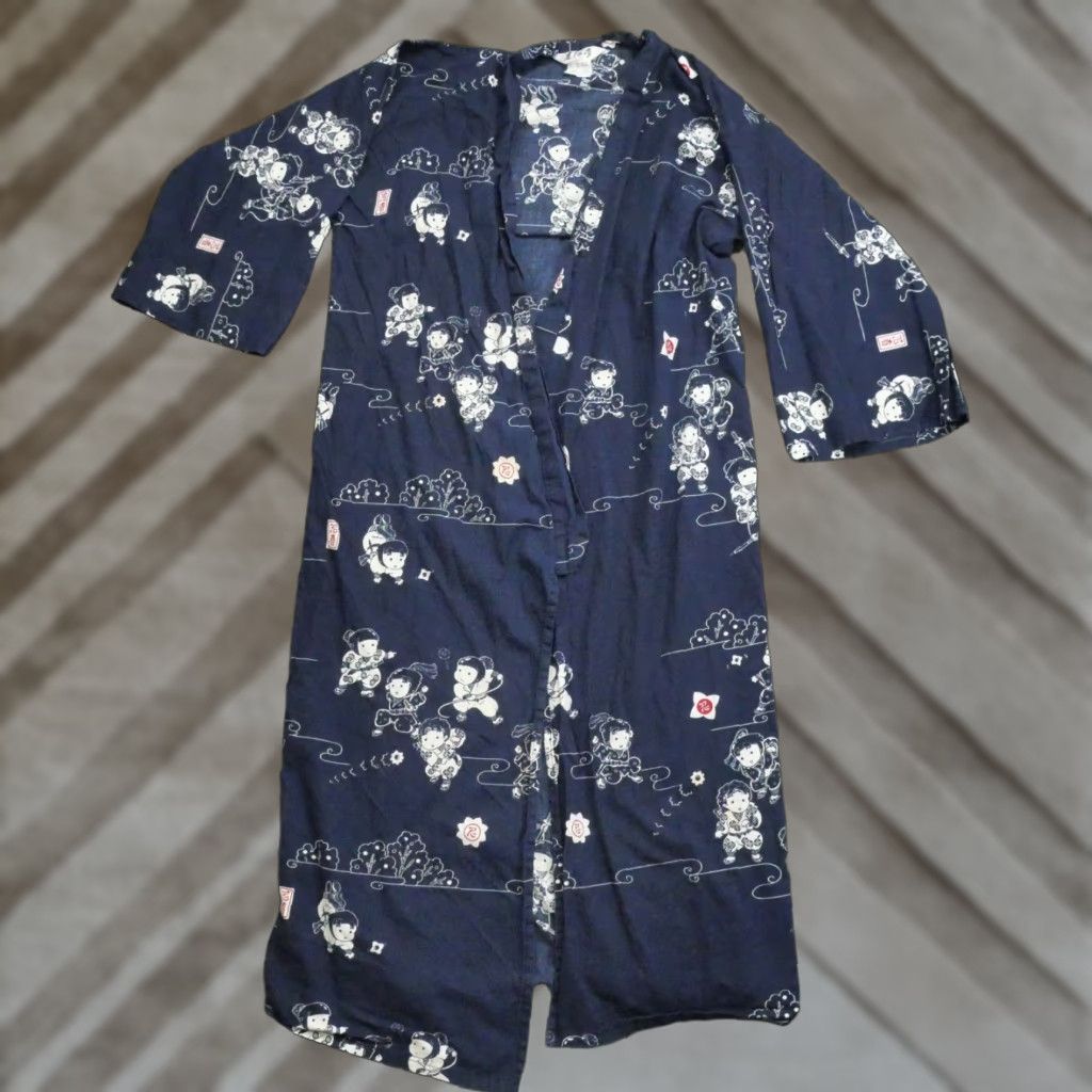 Vintage VINTAGE Juguemm Kimono Blouse Women 45 Blue Cotton 3/4 Sleeve Casual Regular Size 45 Modern Size M / US 6-8 / IT 42-44 - 1 Thumbnail