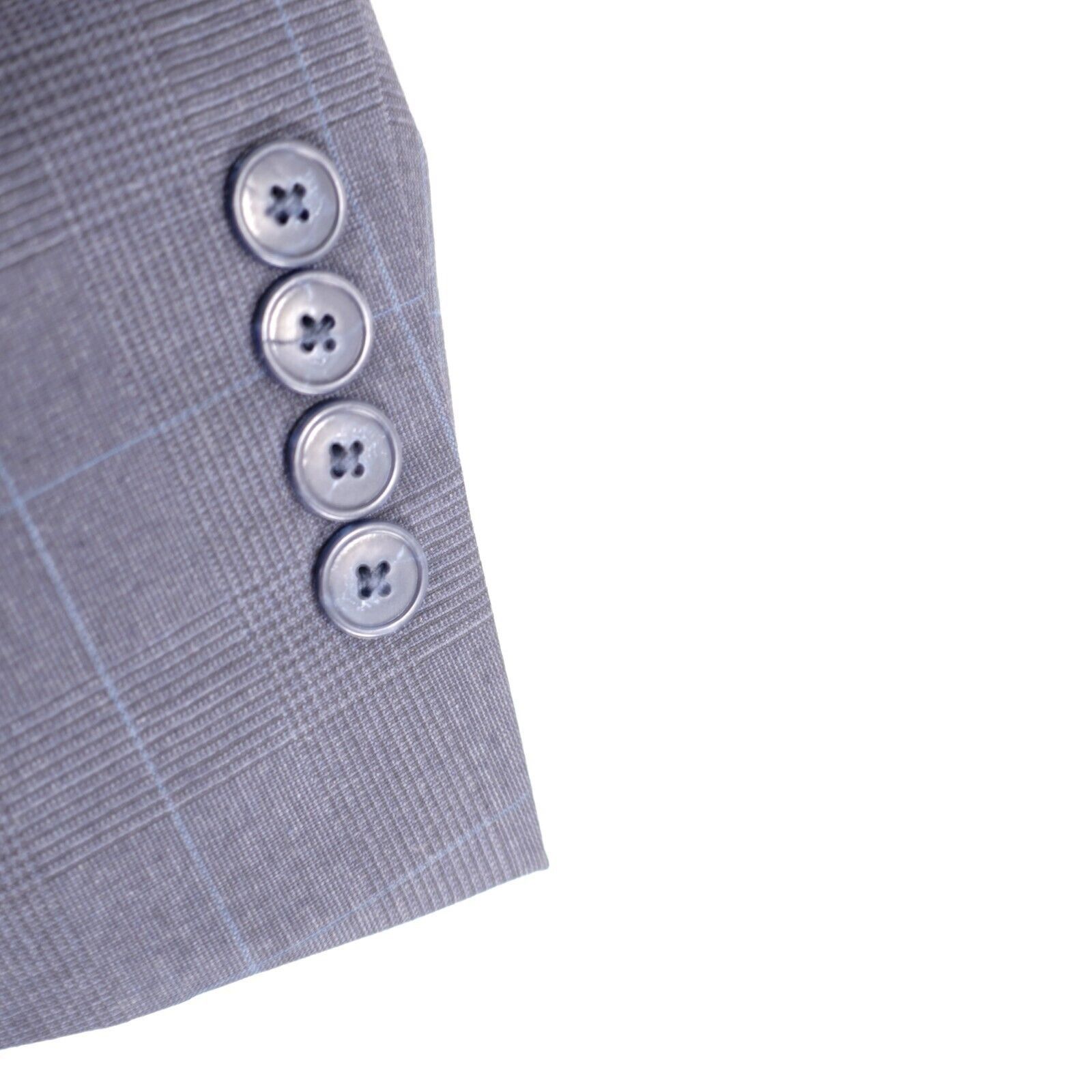 Jos. A. Bank Joseph Jos A Bank Wool Blue Gray Plaid Windowpane 2 Button S Size 38R - 4 Thumbnail