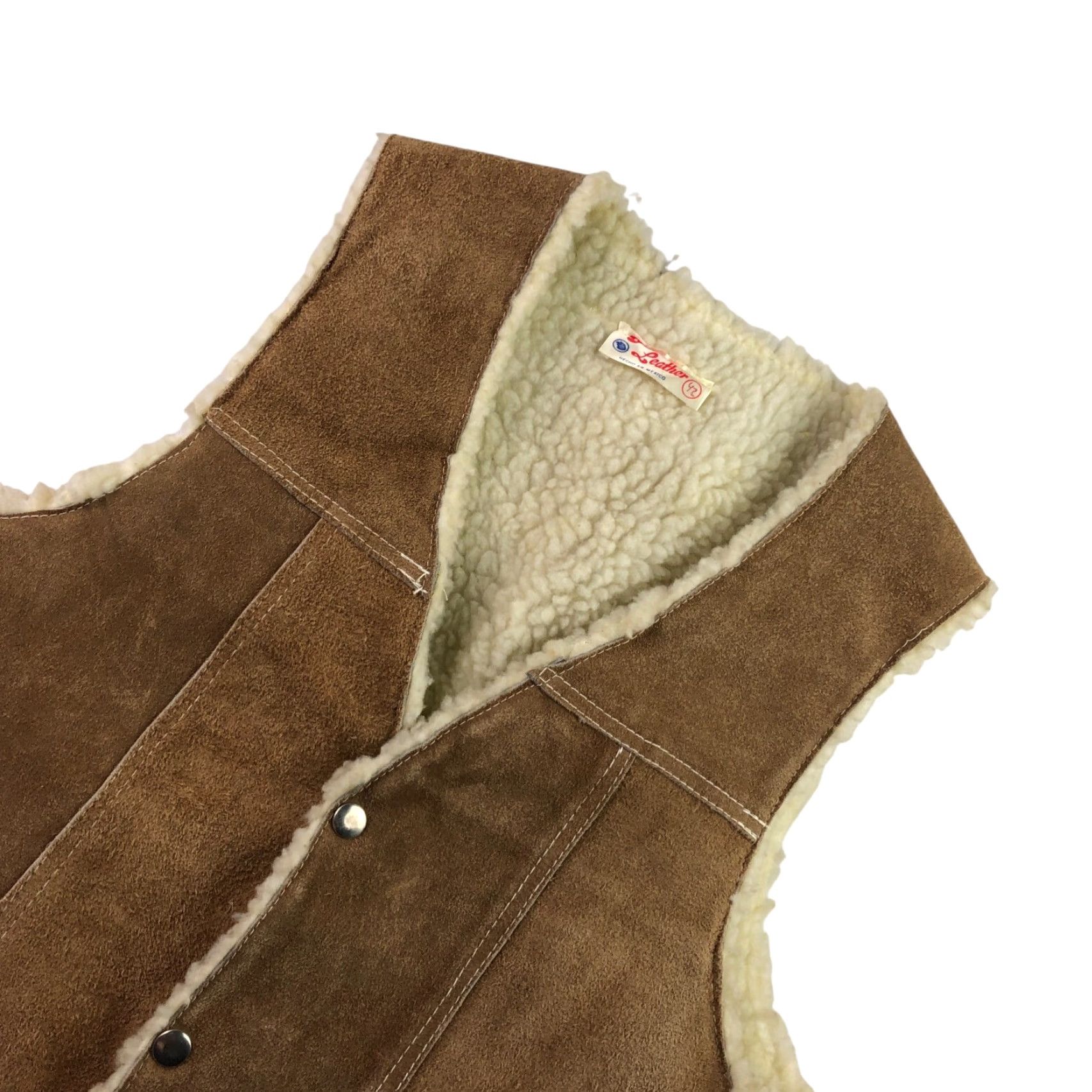 Vintage VINTAGE VTG Men's Sherpa Lined Suede Leather Western Vest Tan/Beige Size 42 Size US XS / EU 42 / 0 - 2 Thumbnail