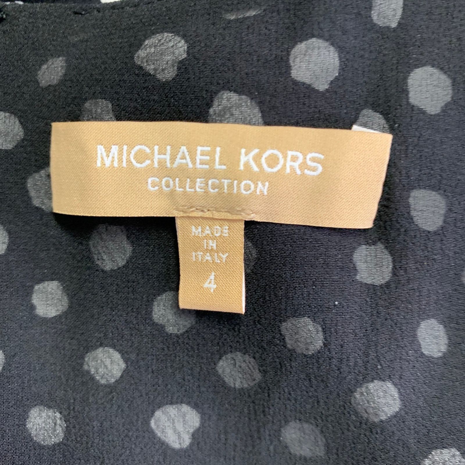 Michael Kors MICHAEL KORS Black White Silk Polka Dot Bell Sleeves Dress Size S / US 4 / IT 40 - 4 Thumbnail