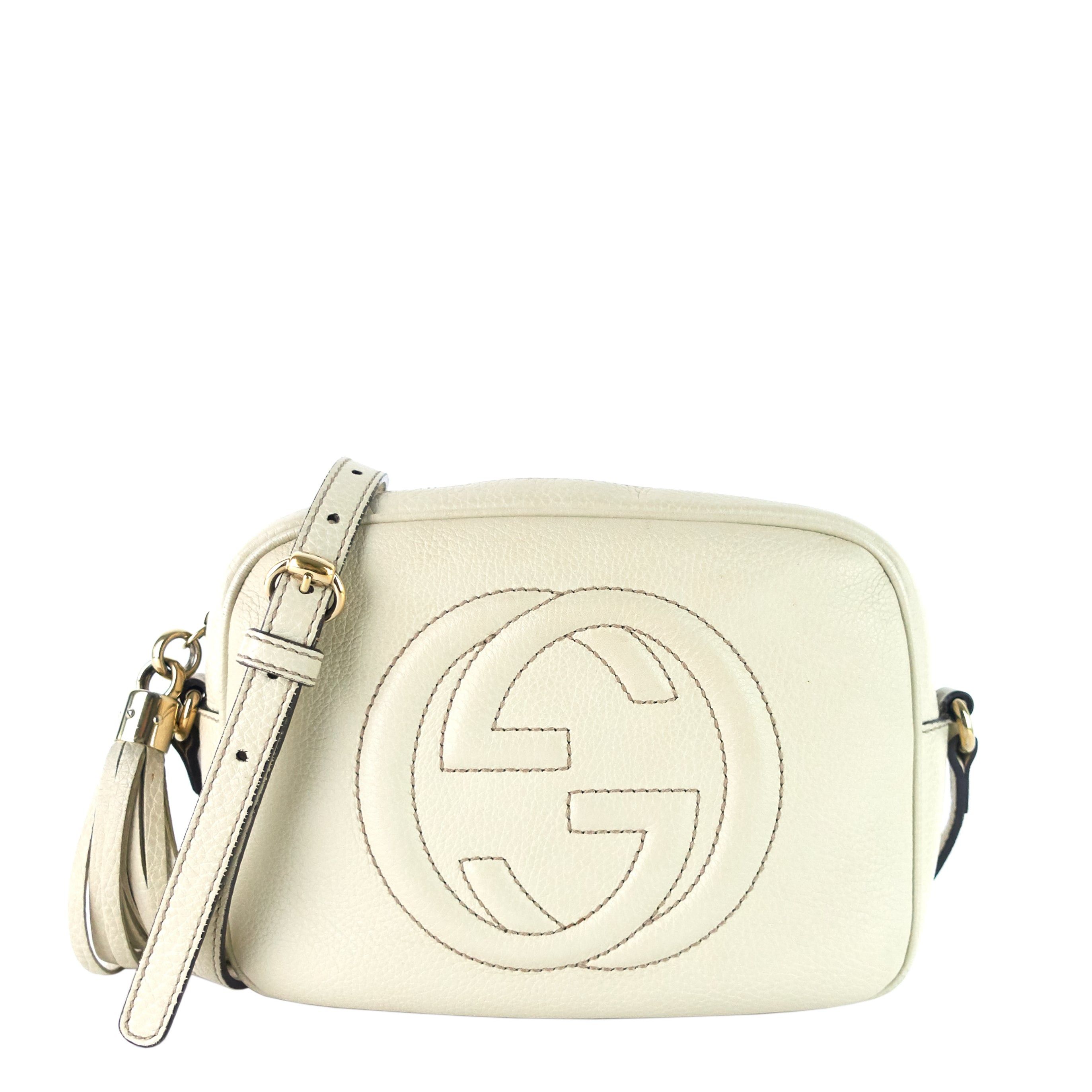 image of Gucci Soho Disco Calfskin Leather Crossbody Bag in White, Women's