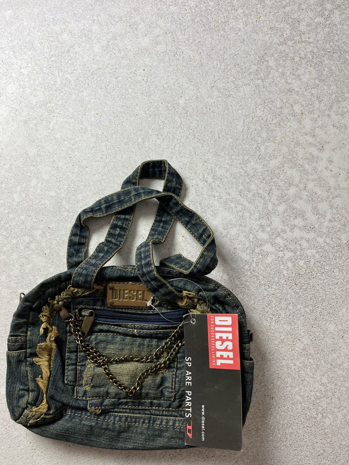 Diesel Vintage Diesel Shoulder Bag Distressed Denim Y2K Spare Parts Size ONE SIZE - 2 Thumbnail