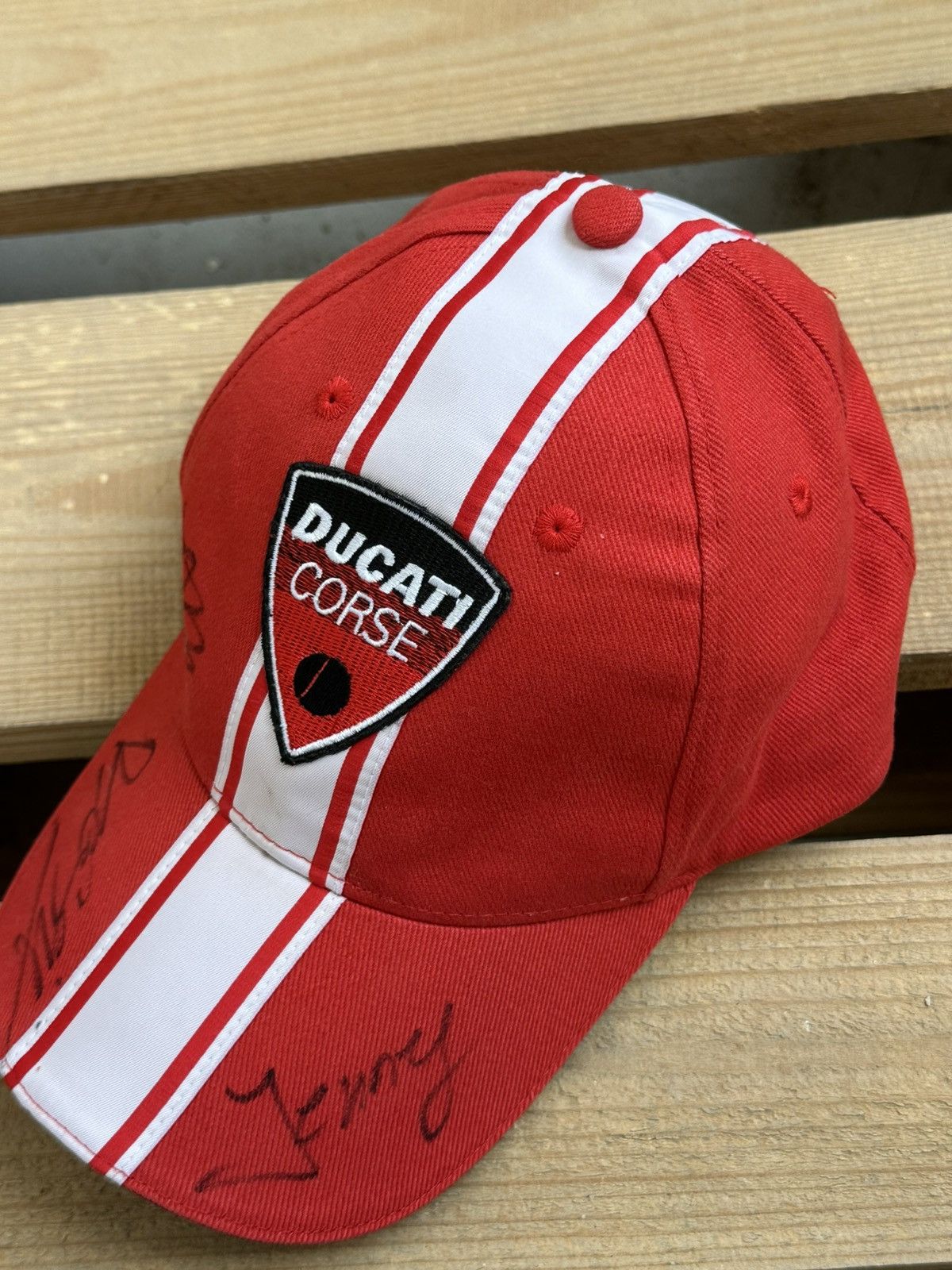 Ducati Vintage Ducati Corse Logo Stripped Red Signature Cap Size ONE SIZE - 3 Thumbnail