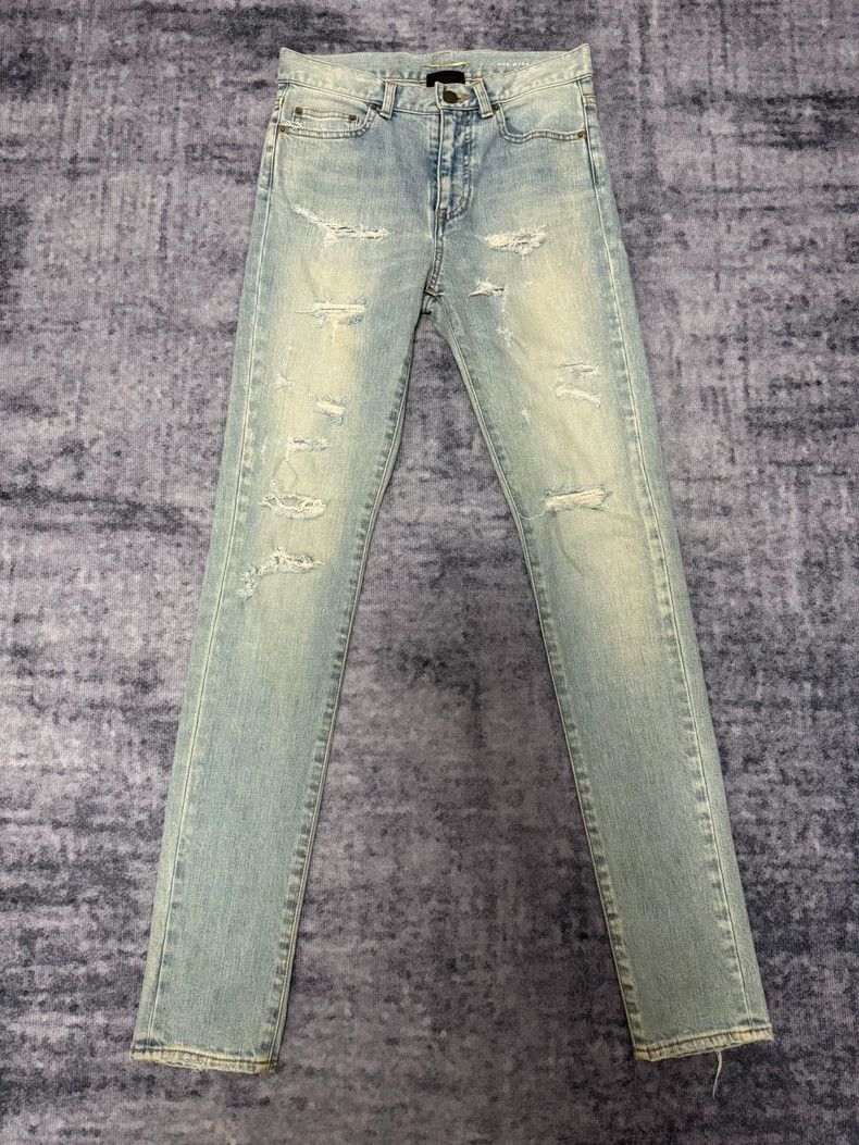 Saint Laurent Ripped Light Blue Jeans